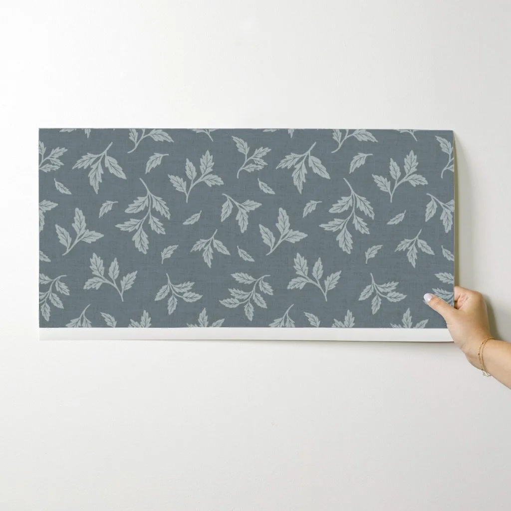 spoon flower-wallpaper-sample-blue-leaves