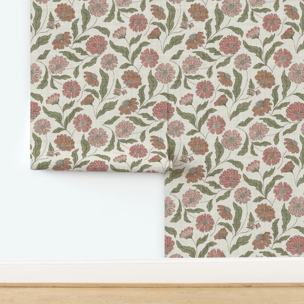 floral-wallpaper-rolls-pink-terracotta-sage-green