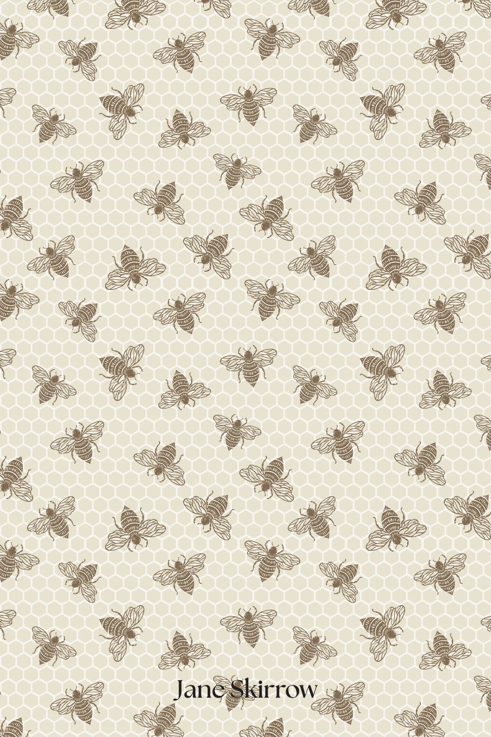 Block-print-bees-on-honeycomb-mid-brown
