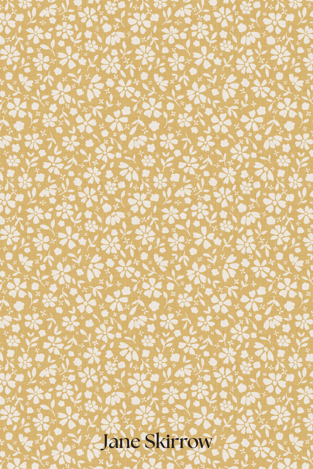 Playful-tossed-ditsty-floral-two-toned-saffron-yellow-silhouette