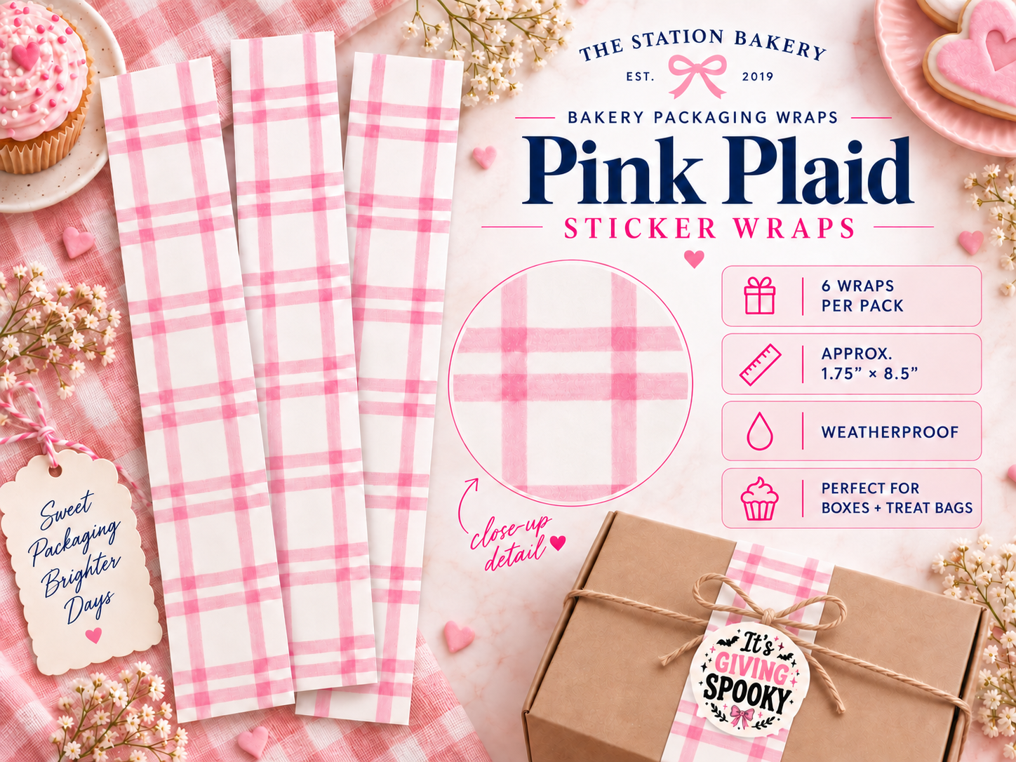 Pink Plaid Sticker Wraps