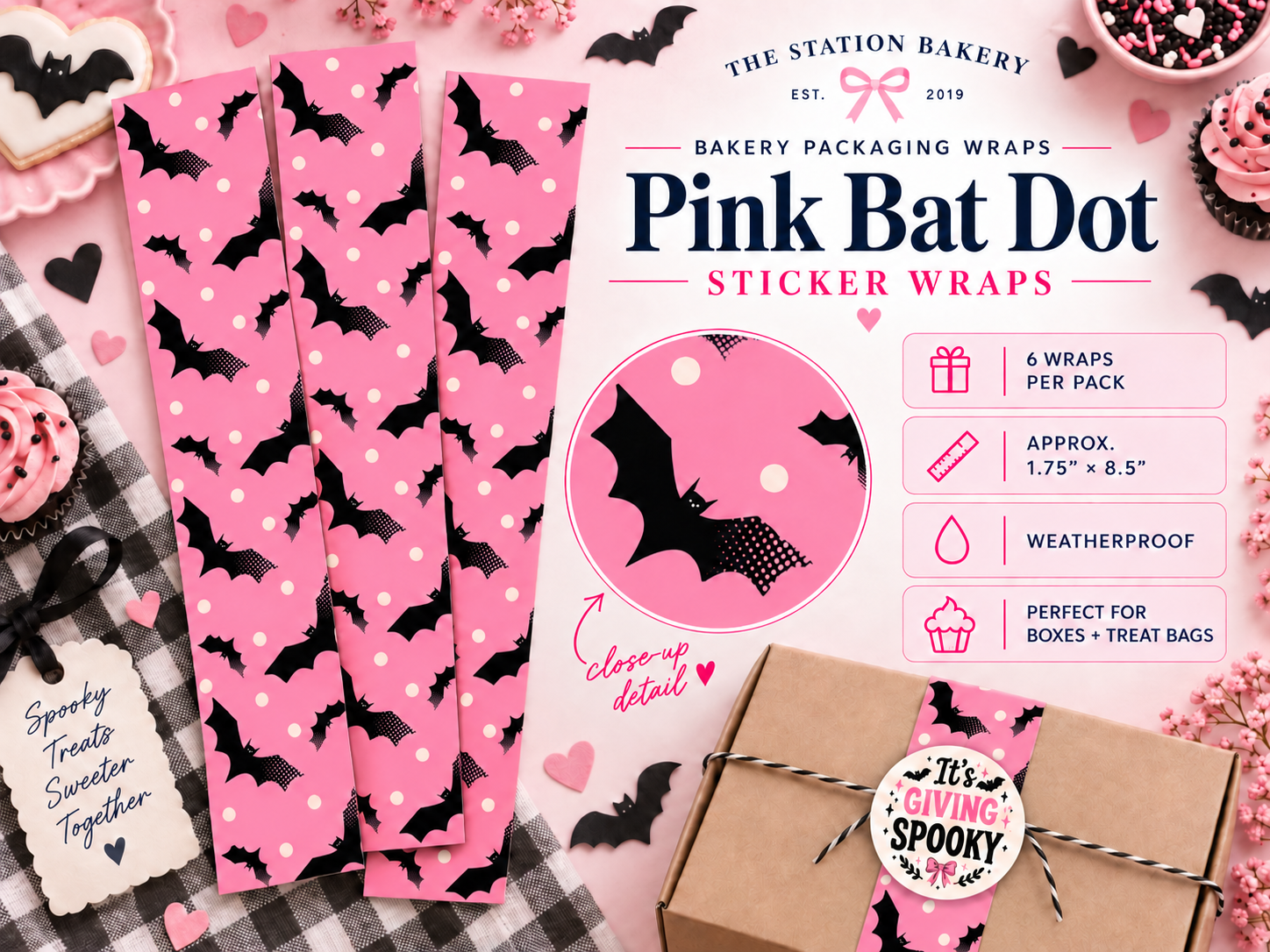 Pink Bat Dot Sticker Wraps