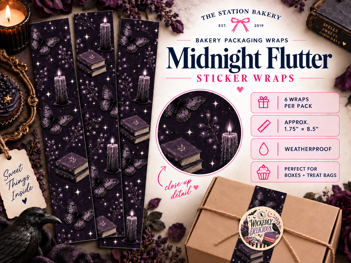 Midnight Flutter Sticker Wraps