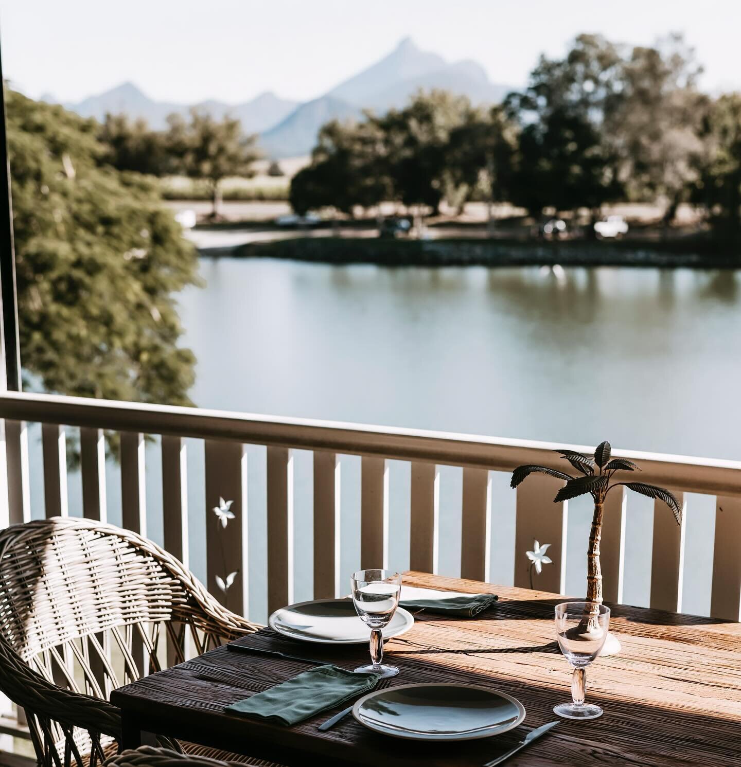 Summer dining on the River Verandah, under the palm fans and cool misting spray - pairs perfectly with a cocktail or chilled glass of bubbles or wine and a long lunch or relaxing dinner!