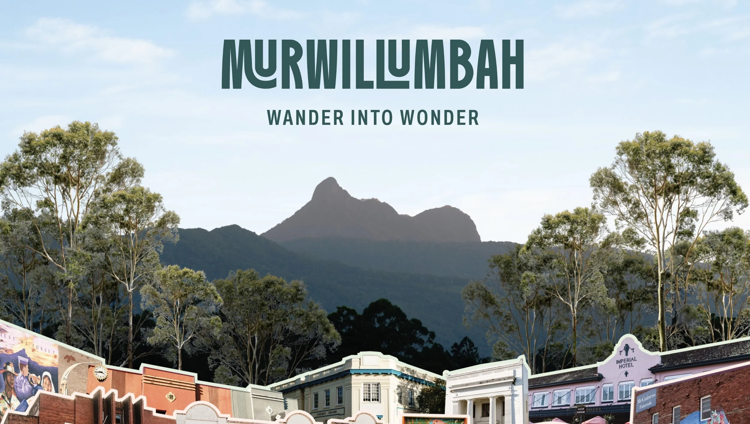 the town of Murwillumbah with Mt Warning and Wollumbin behind it
