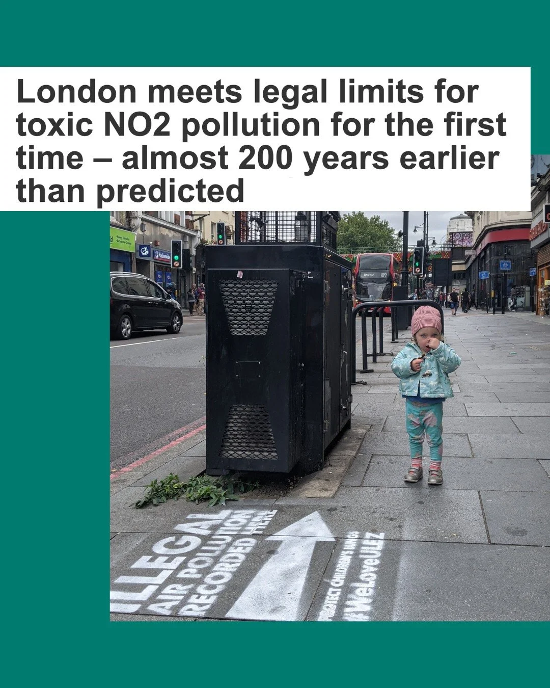 DEFRA&rsquo;s annual Air Pollution in the UK report states that London is now finally compliant (15 years late) with UK legal air pollution limits for nitrogen dioxide.

This is fantastic news, and a testament to the Mayor of London's leadership and 