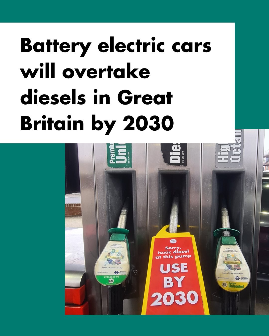 Happy New Year! We're getting back into the swing of things, and happy to see this news over the weekend that we're "leaving the diesel age". 

New analysis by New AutoMotive suggests that electric cars will overtake diesels in the UK by 20