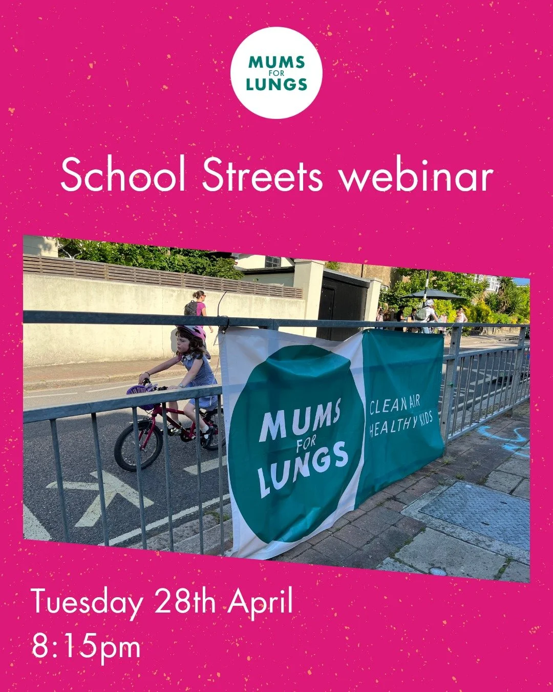 💚 Want a safer, less polluted school run for your child? 💚

Have you reserved your spot at next week's School Streets webinar yet?  Join us on Tuesday evening to find out how School Streets reduce traffic and air pollution around schools and create