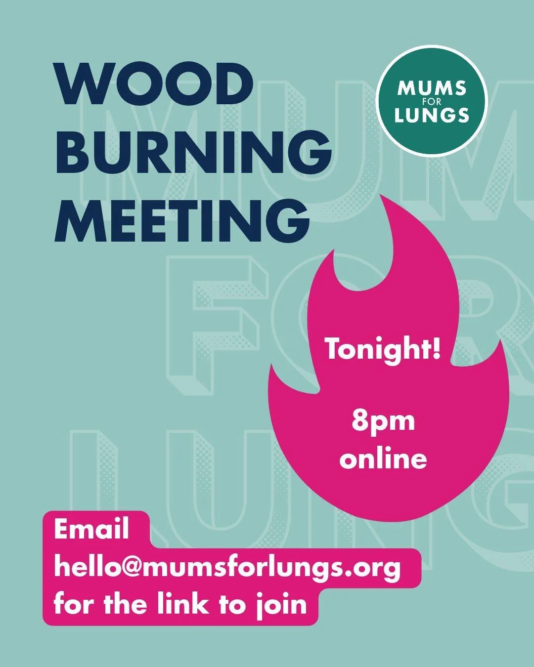 Join us tonight (20th) at 8pm for our October wood burning meeting - it's for anyone concerned about air pollution from wood burning.

Domestic burning is a major source of fine particle pollution (PM2.5) in the UK, and woodsmoke is very much in the 