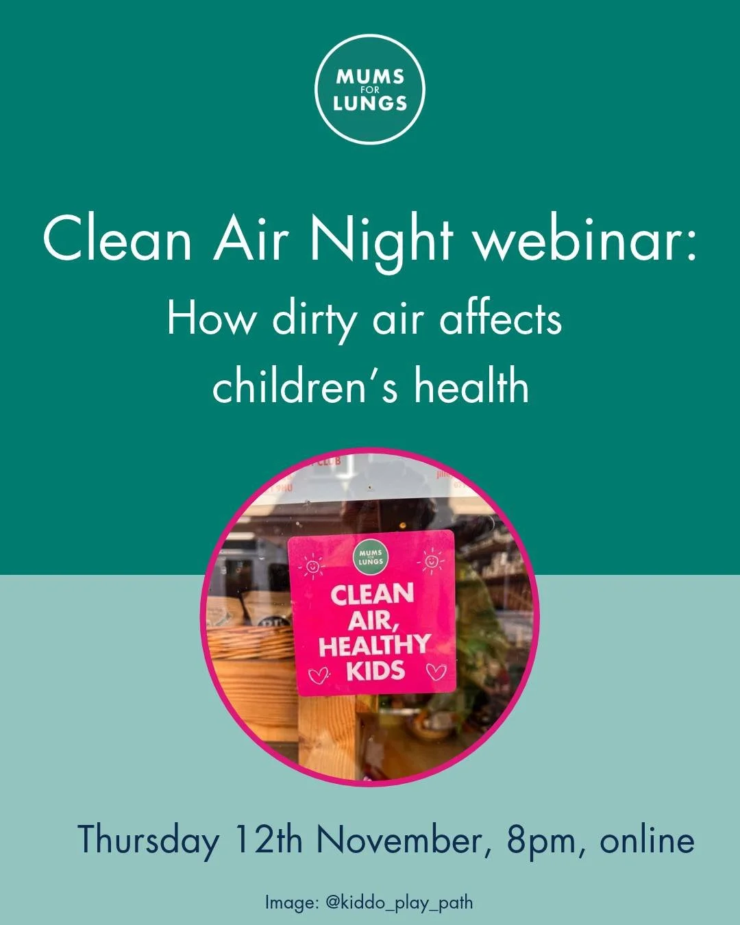 Clean Air Night is on 17th November, and we&rsquo;re getting ready for it by organising a webinar for you to learn what dirty air does to our health, and what we can do about it. 💪

Join us online on Thursday 12th November at 8pm to hear from two br