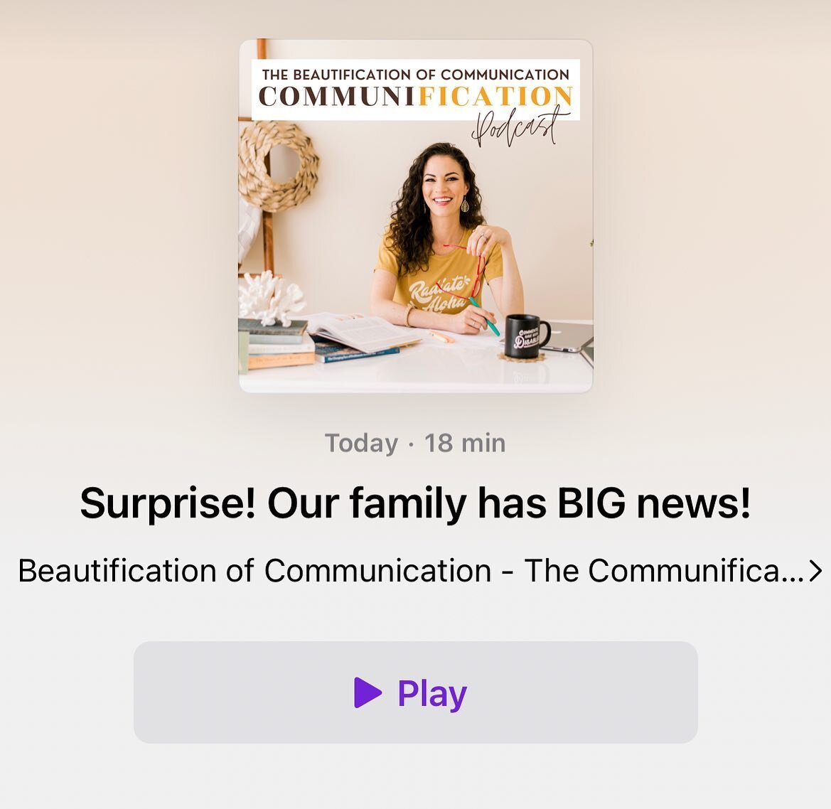 Surprise! Our family has BIG news! 

In this bonus episode my guest is my hubby! We chat about some of the communication theories we&rsquo;ve reflected on in the context of our relationship and our big news! 

Link in bio / stories to listen in! 

#c