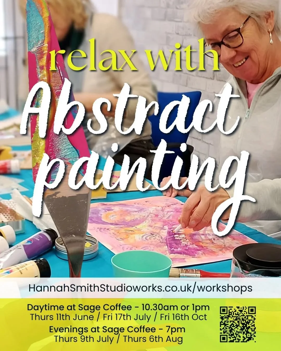 I'm back @at_sage_coffee in Shirley for another mindful and expressive painting experience, to bring you relaxation, calm and an improved wellbeing.

I will guide you to explore and enjoy painting intuitively, whilst switching off to the outside worl