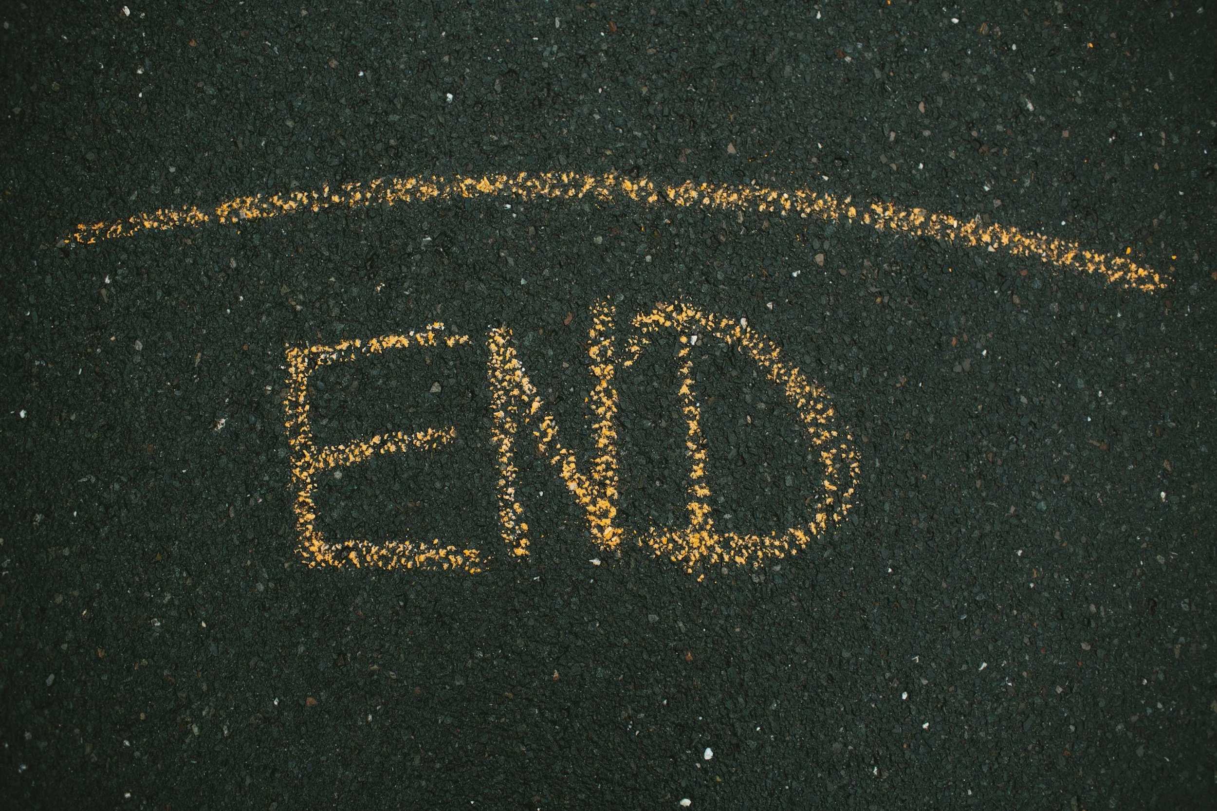 End written in chalk on the ground