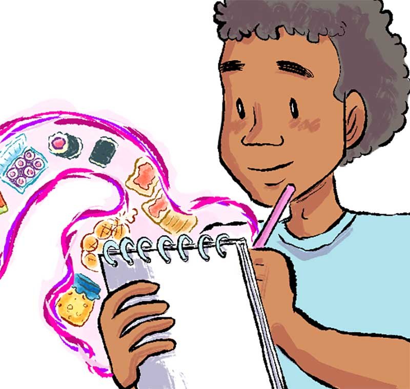 a man writing a story