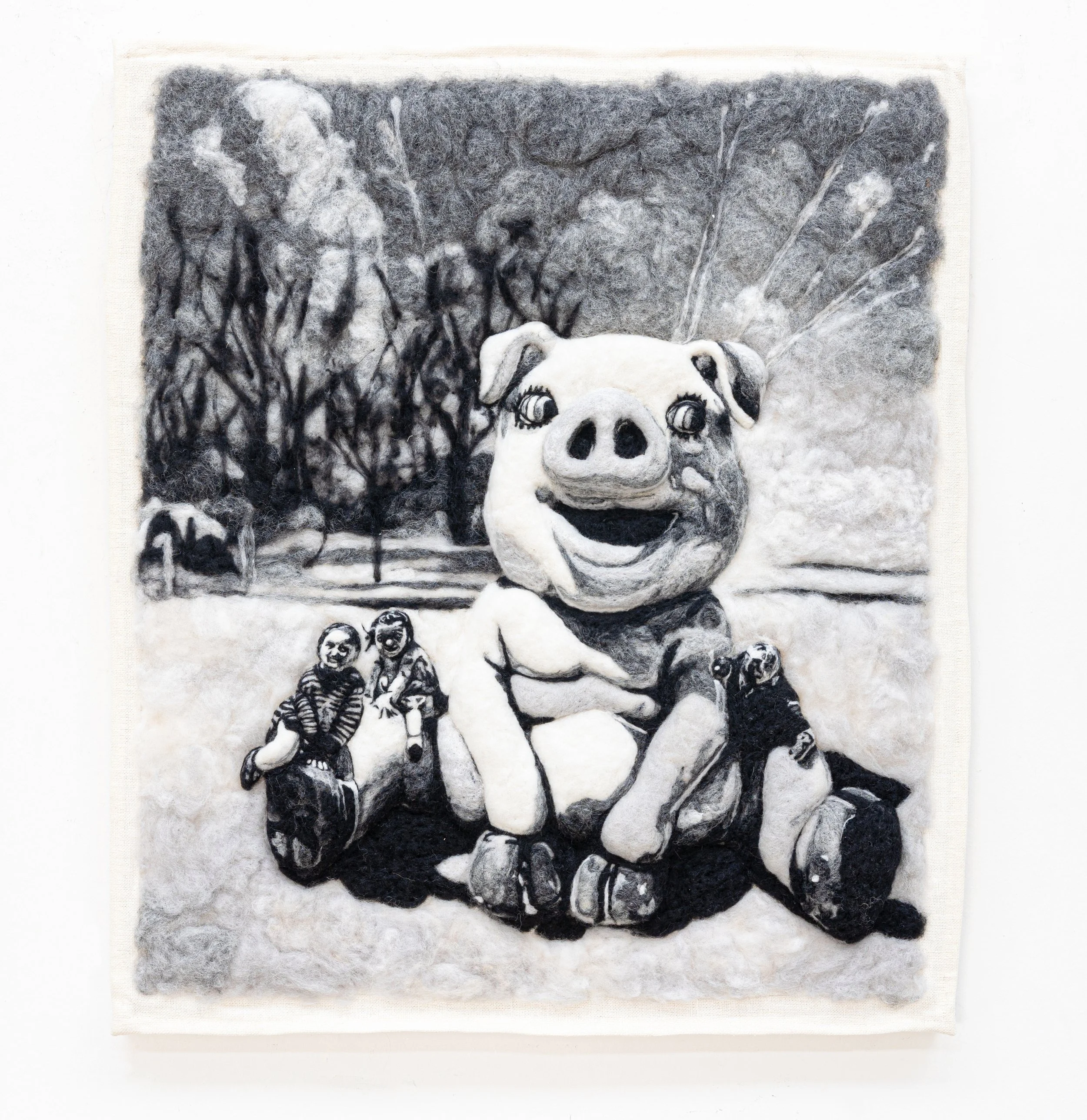 "Unheimlich / A Mother's Album: Ants" (2026), needle-felted wool on linen, size TBC