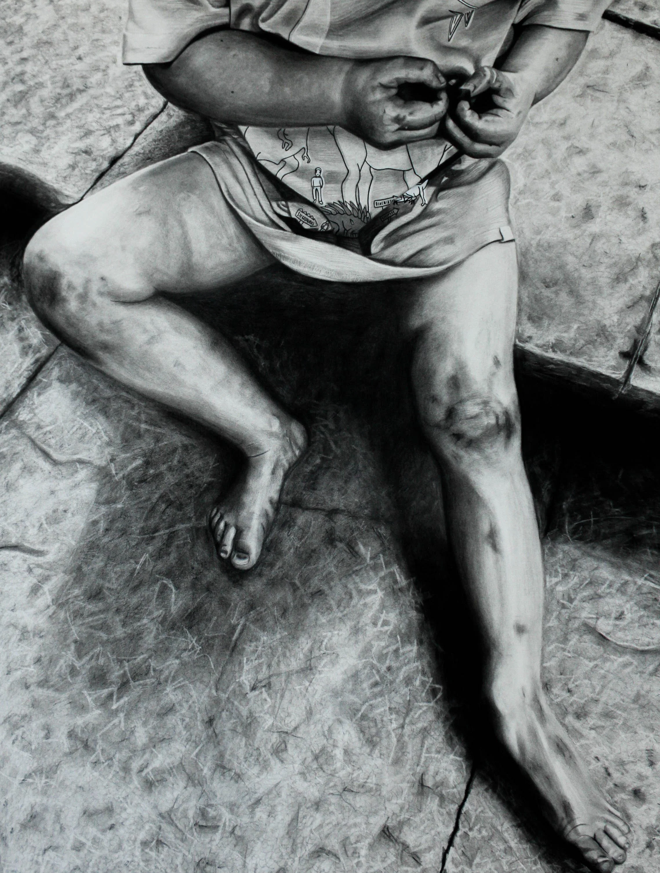 "Tender (A)" (2024), graphite and charcoal on paper, 100cm x 76cm