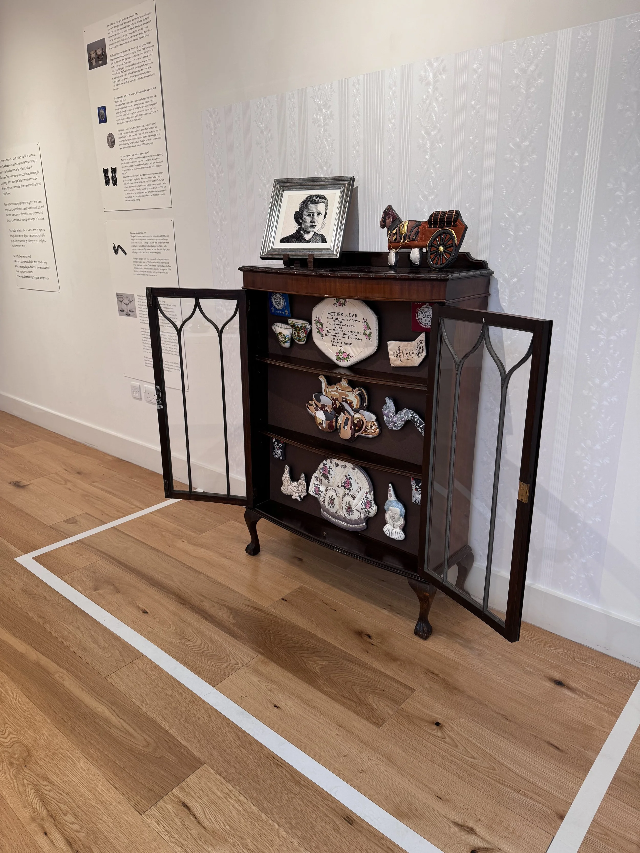 "My Nana's Cabinet" in-situ during the residency at Craven Museum