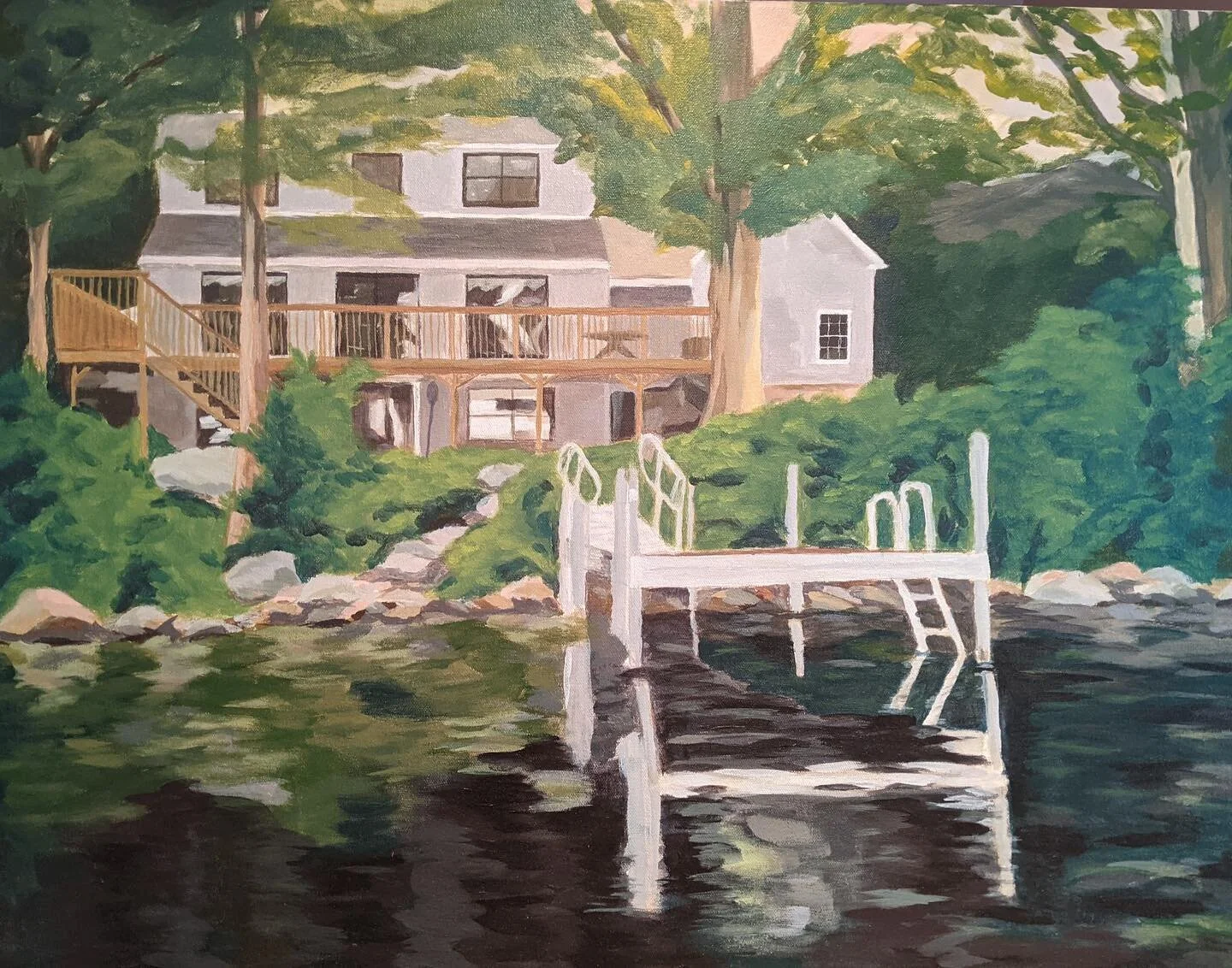 Liz painted this lake house as a gift for her family. As fall fades away and winter is coming this painting feels all kinds of nostalgic. (She did this on her own without my help!). 🙌
#painting #lakehouse #acrylicpaint #summer #lakelife #maine