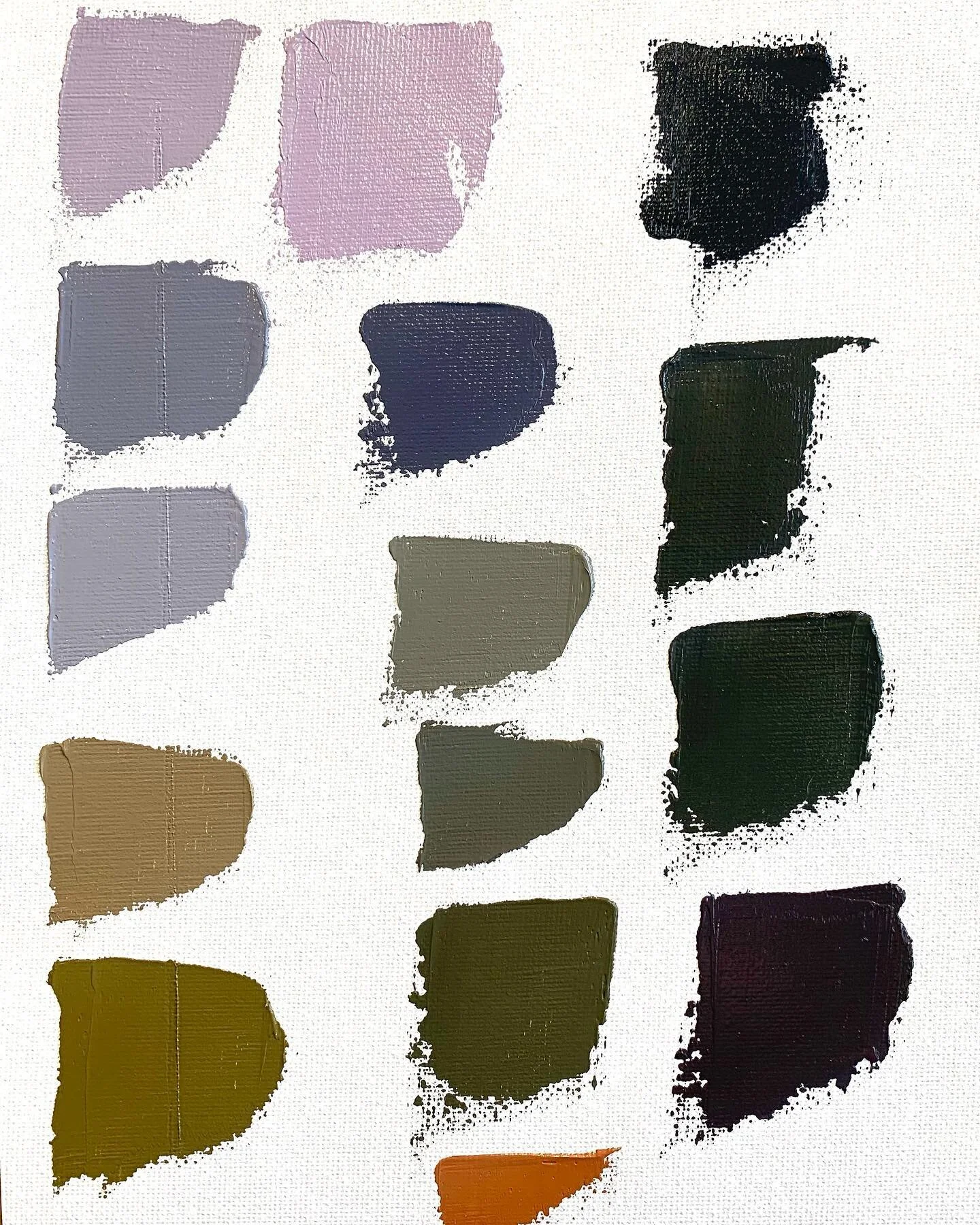 Today's palette...yellow ochre, quinacridone magenta, mars black, titanium white. A subdued mood for a cold and foggy day. 
#colorpalette #oilpaint