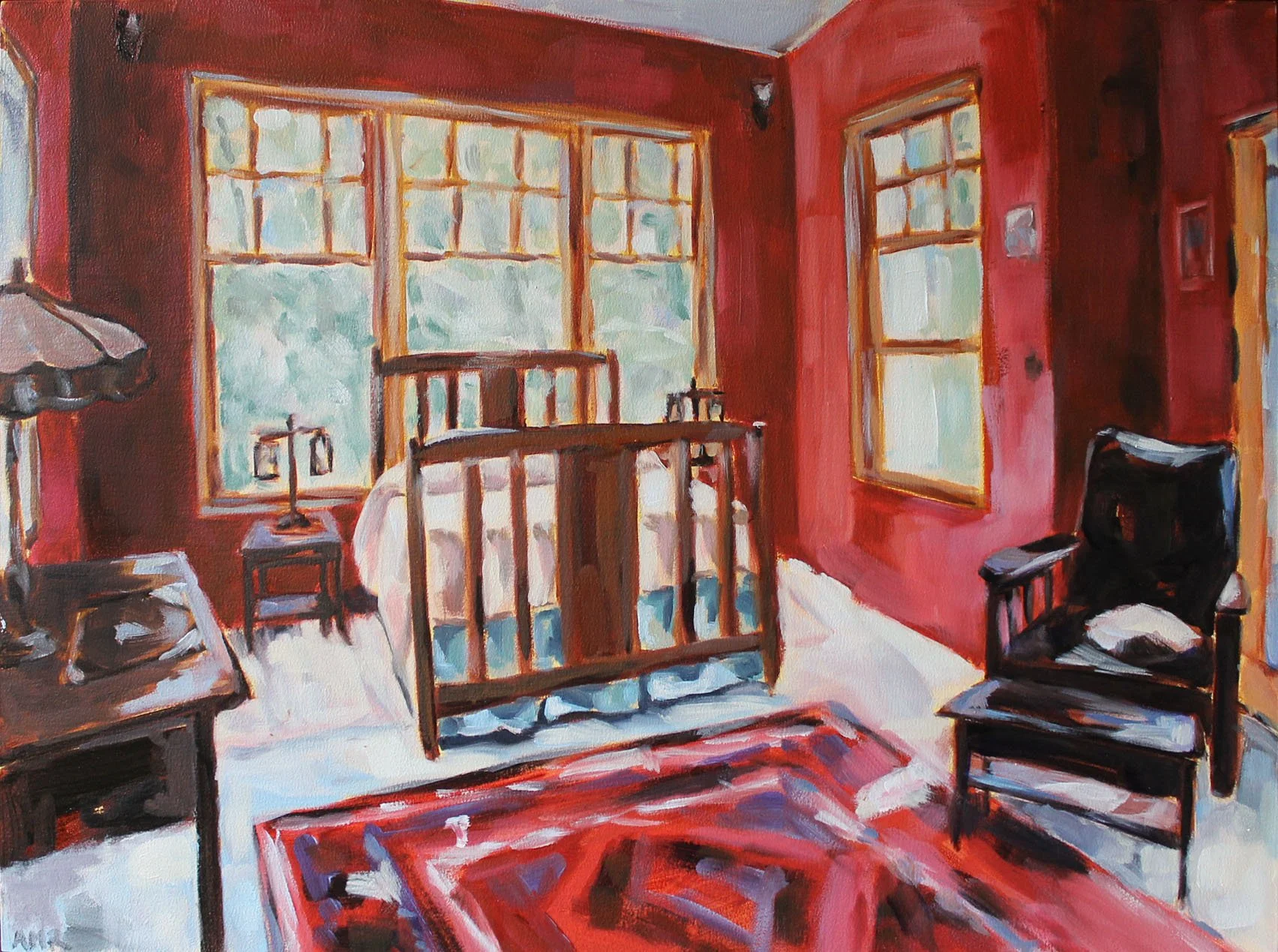 Bedroom Portrait in Red
