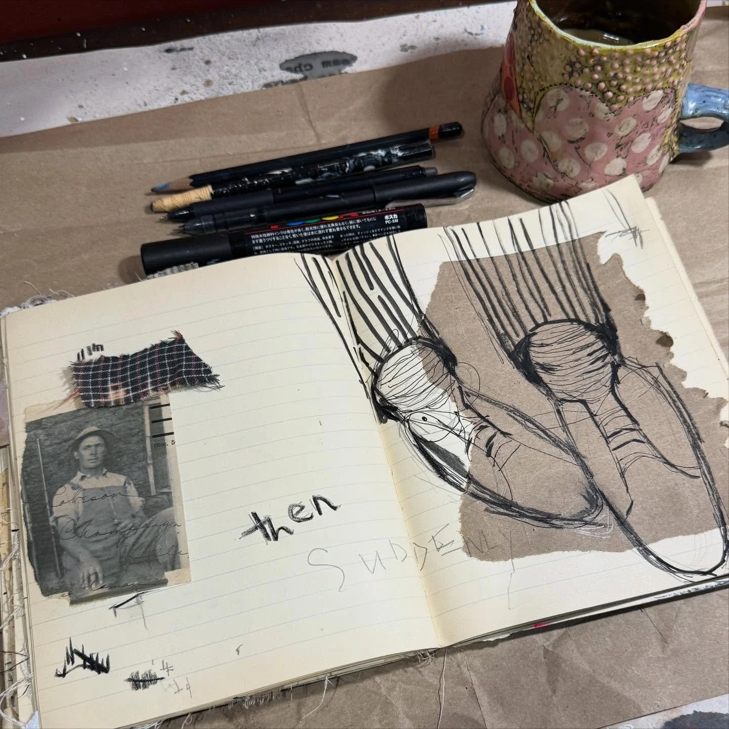 A sprinkle of words, storytelling and a messy sketch. That sounds like a recipe for a good day! 

Nothing like the sudden feeling of your compression slipping down your thigh as you are walking through a store 😂😂 it made me think of a droopy soak t