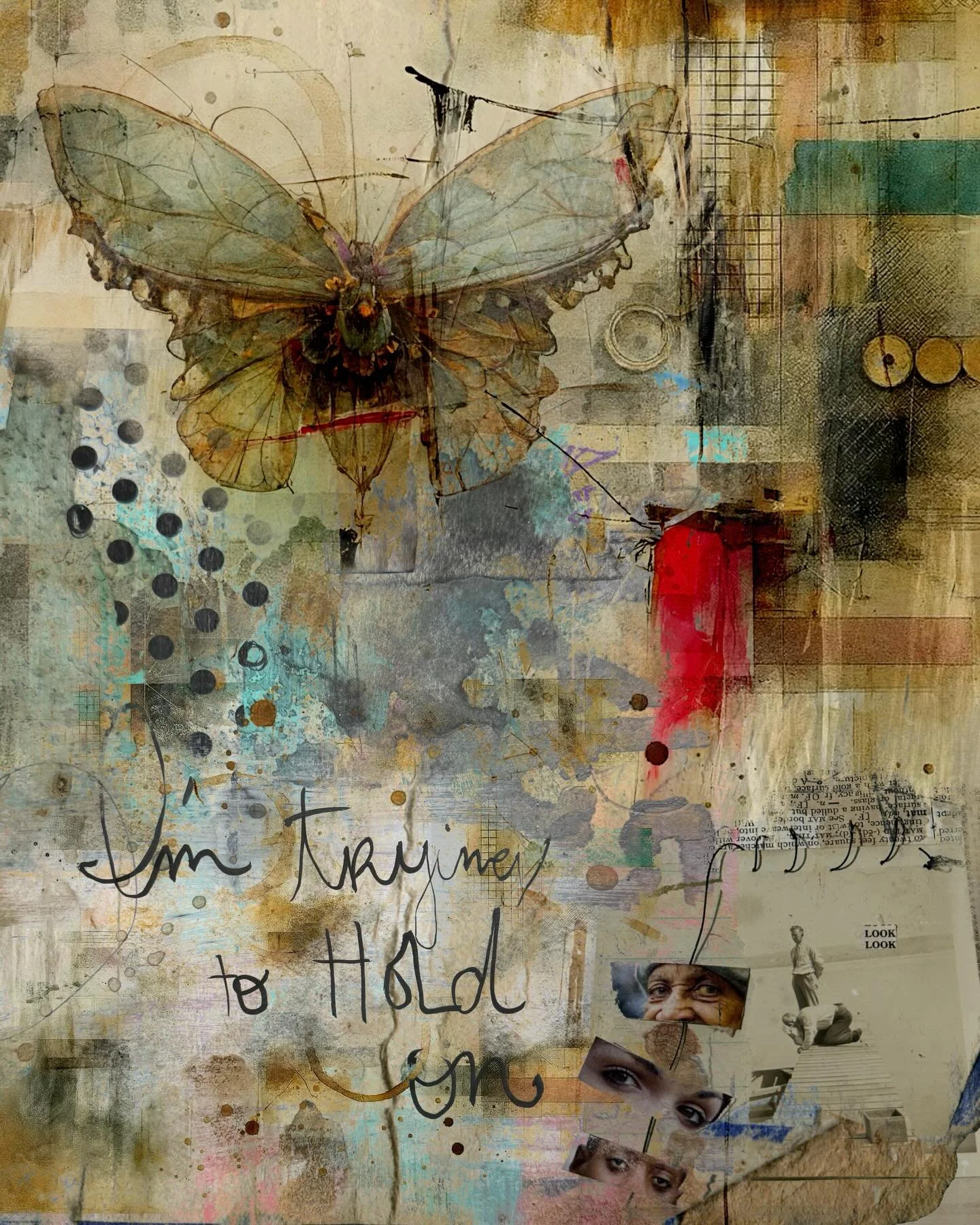 Look, I&rsquo;m just holding on. The holidays are different for us all. 
Whoever you are. 
Whatever you are going through keep holding on. 

This is a printable I gifted my newsletter subscribers today. To be used in their artsy creations. A little l