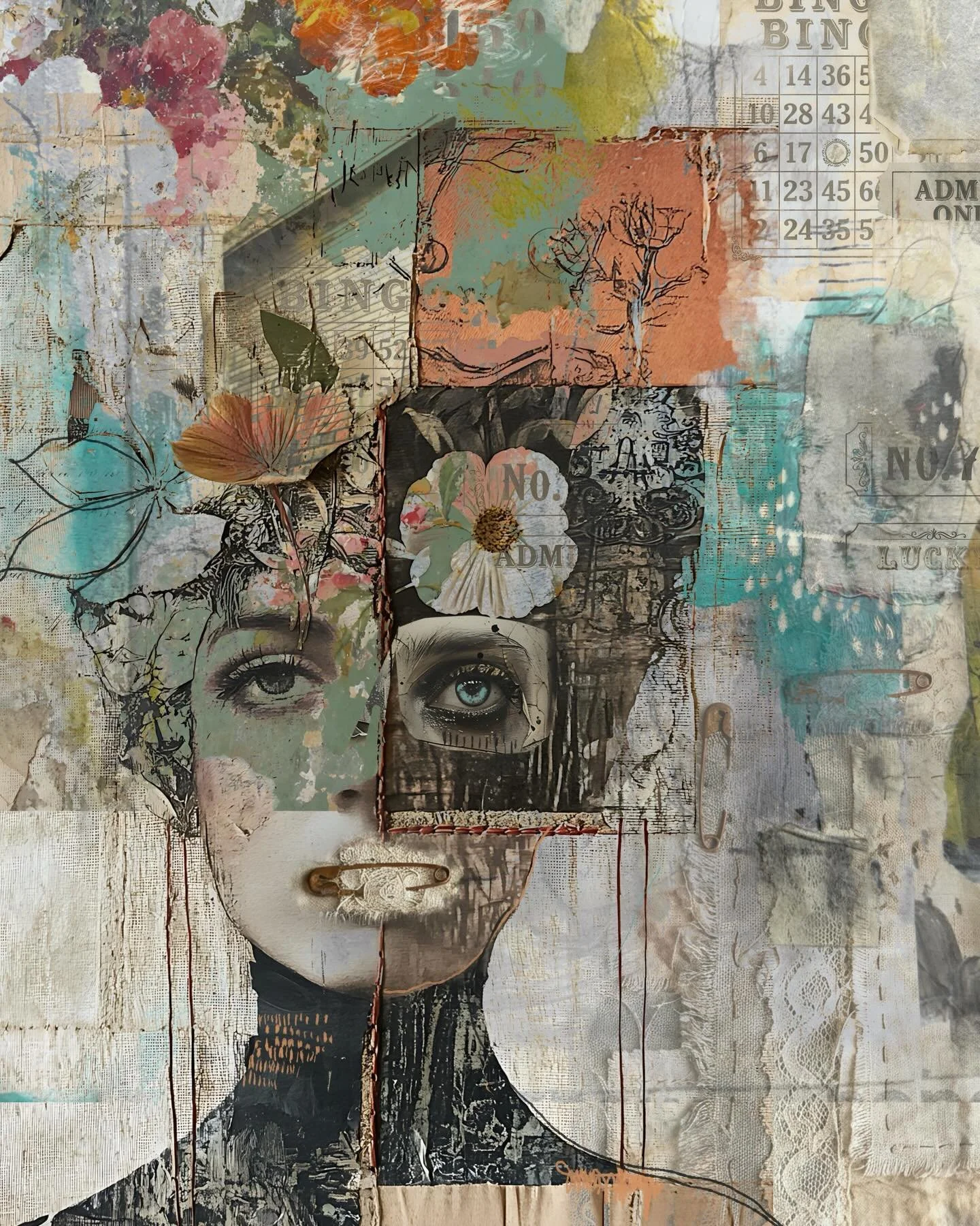 I love the mix of analog + digital play. Tapping into the layers. 

Last call for joining me @sacredmakers in June >> live and in person<< we will connect layers of papers, paints and mend a self portrait of us. 

🔗 in the bio. 

Featuri