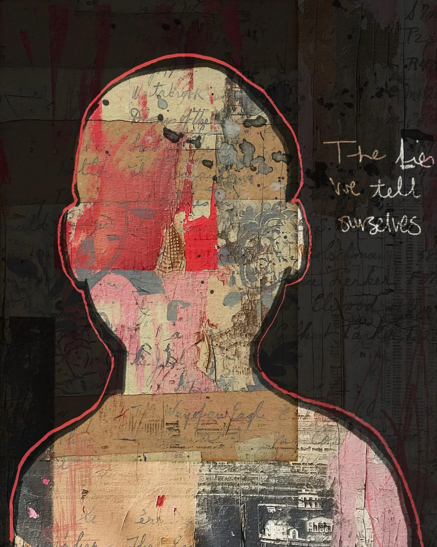 The lies we tell ourselves. I&rsquo;ve been thinking about the way I speak to myself lately. I would never say those things to someone else&hellip;. Pondering. Thinking. Nourishing me. 

Digital work created on my #ipad 

#procreate #digitalart #expr
