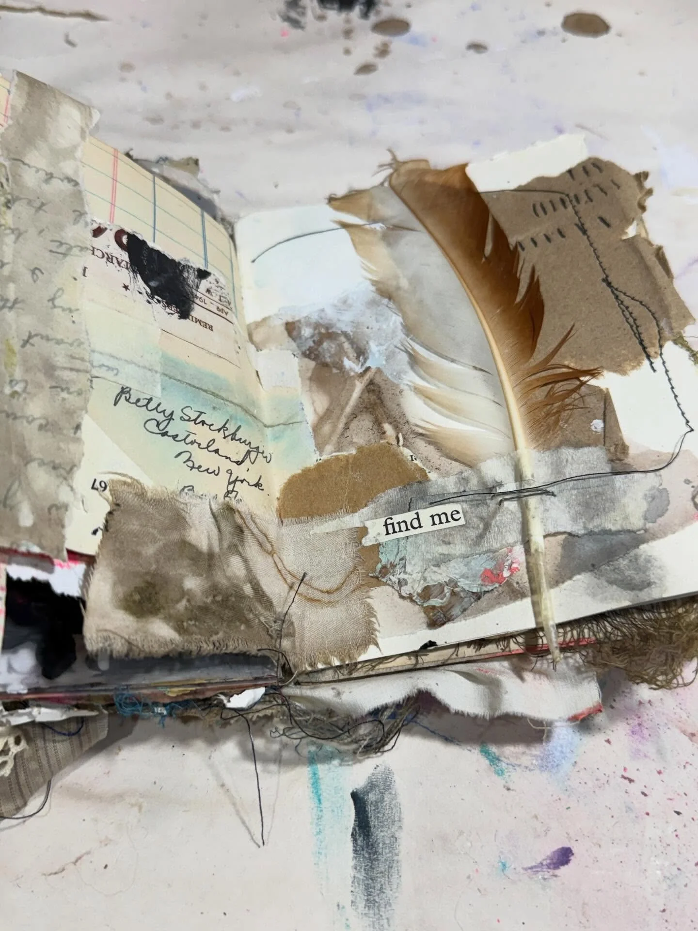 Cobbled together. 
The layers. 
The work within my journal.
 The work within me.

Sharing a look back. I am in prep and pack mode! 

Can&rsquo;t wait to be in the creative energy of makers @sacredmakers 

#bookart #collage #handmadebook #creativeplay