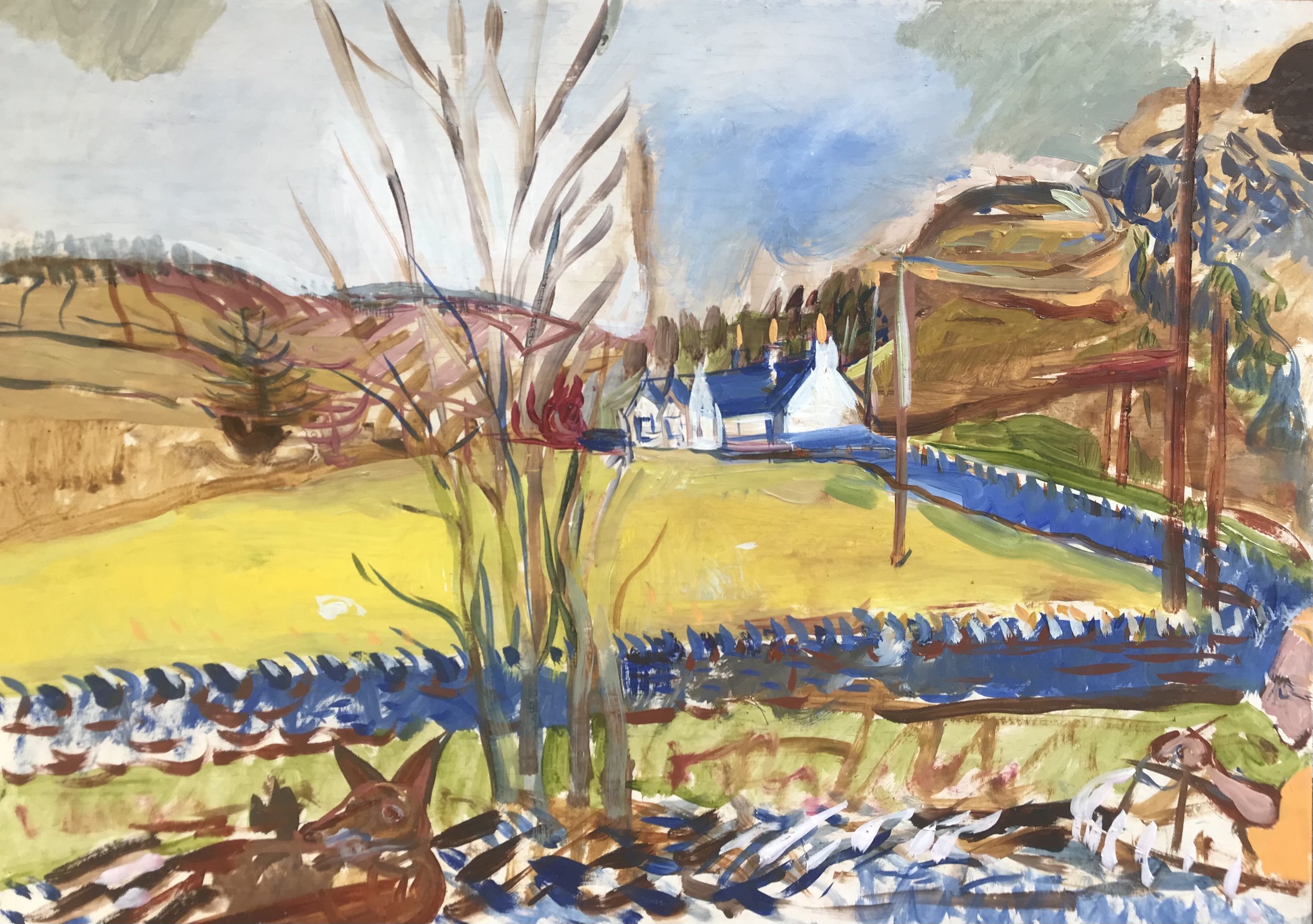 Tinnis at Drumelzier
 Oil on gesso board, 30 x 40cm £690