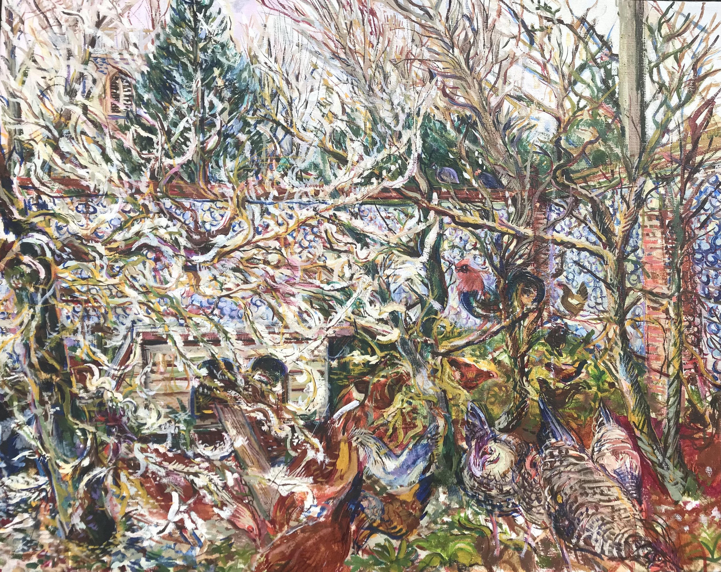 Hen Run & Damson Blossom
Oil on linen, 75x60, £2900