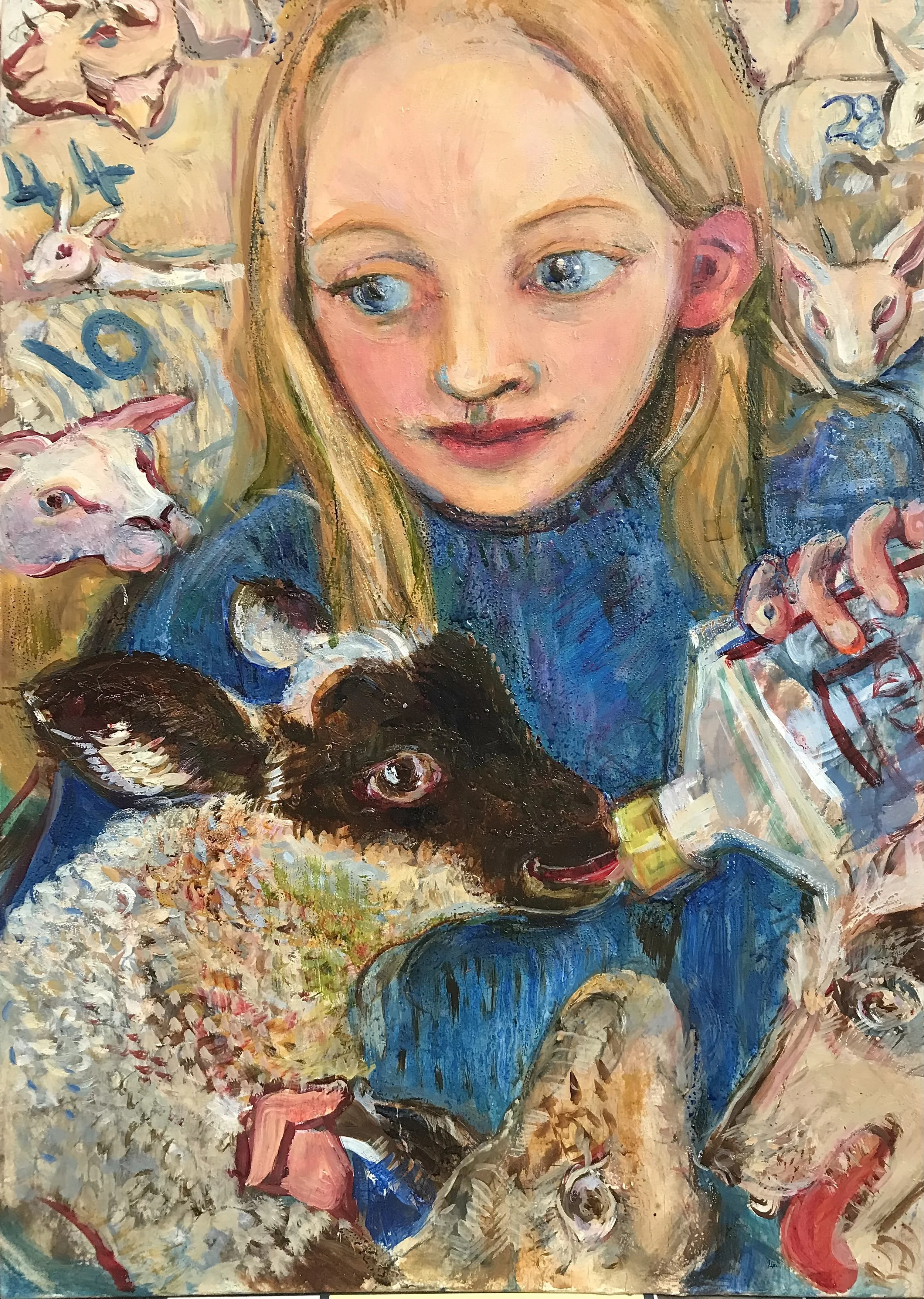 Helping to Feed, with Texels & Collies, 40x30cm 2025 £900