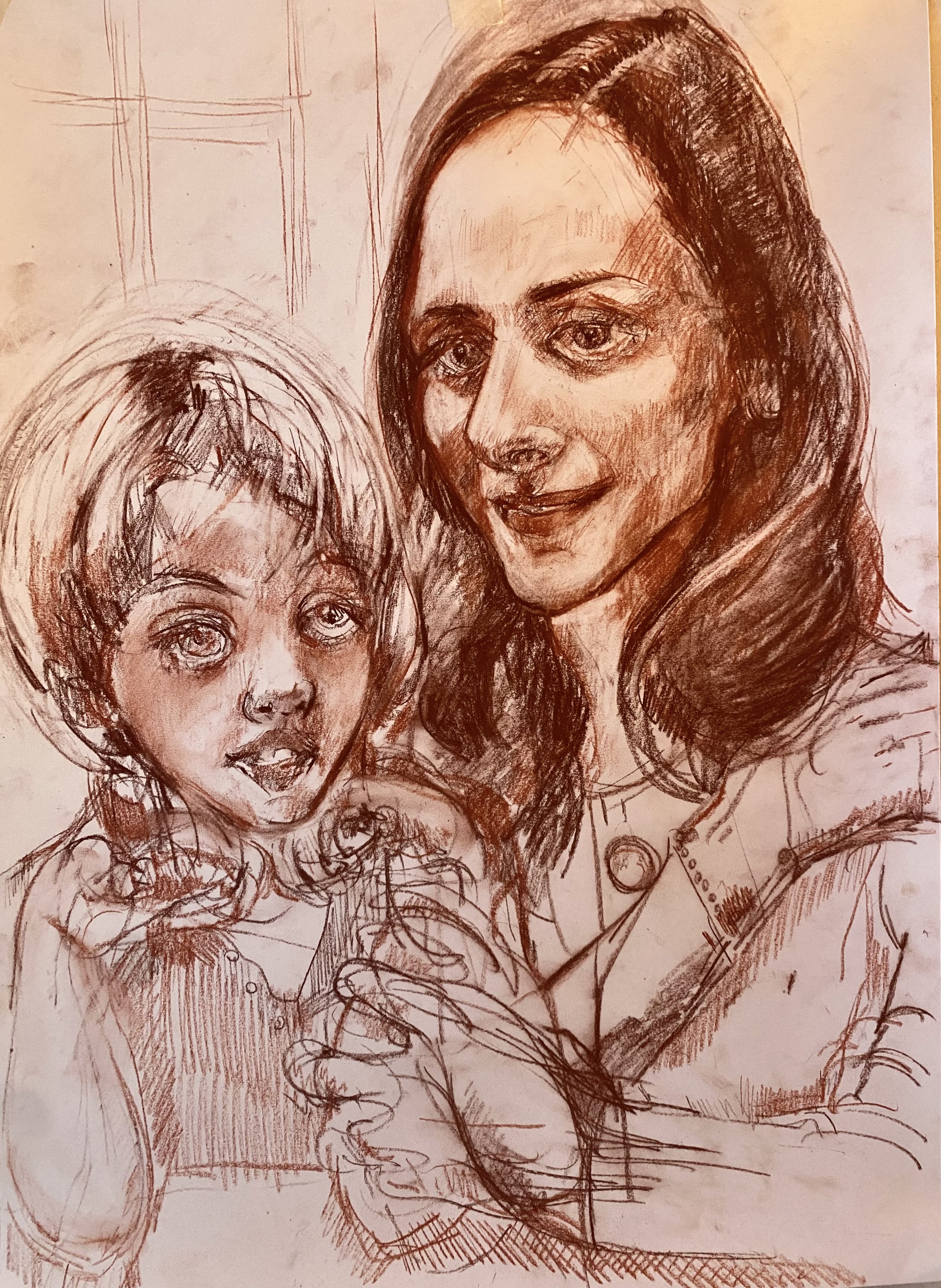 Parent & Child, red sanguine chalk, £300 unavailable