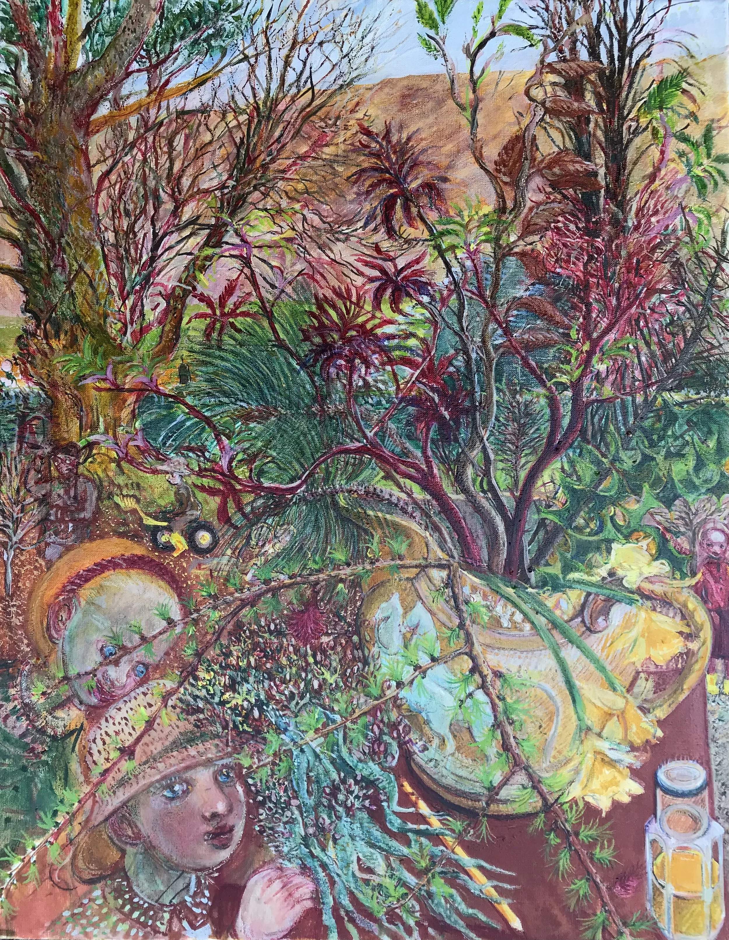 Sycamore with Lichen, Larch, Elder, Children