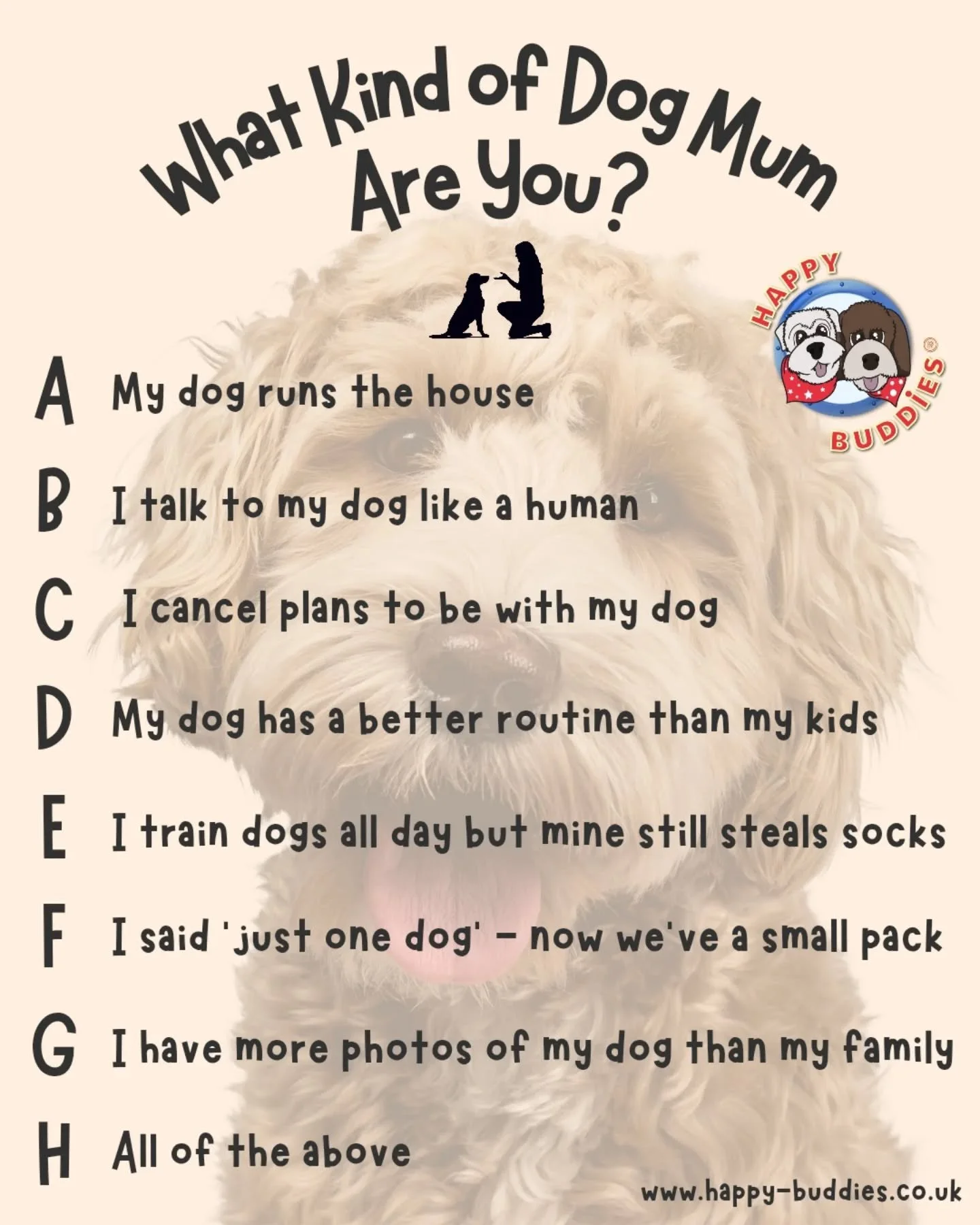 💐 𝗛𝗮𝗽𝗽𝘆 𝗠𝗼𝘁𝗵𝗲𝗿&rsquo;𝘀 𝗗𝗮𝘆 💐

Wishing all the wonderful Mum's out there a lovely day!

Let's have some fun for the Dog Mum's though!

𝗪𝗵𝗮𝘁 𝗞𝗶𝗻𝗱 𝗼𝗳 𝗗𝗼𝗴 𝗠𝘂𝗺 𝗔𝗿𝗲 𝗬𝗼𝘂?

Drop 𝗔, 𝗕, 𝗖, 𝗗, 𝗘, 𝗙, 𝗚 and/or 𝗛 in t