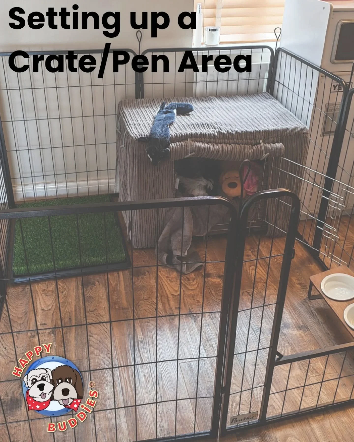 😊 𝗖𝗿𝗮𝘁𝗲 𝗧𝗿𝗮𝗶𝗻𝗶𝗻𝗴 - 𝗖𝗿𝗲𝗮𝘁𝗶𝗻𝗴 𝗮 𝗦𝗮𝗳𝗲, 𝗦𝗲𝗰𝘂𝗿𝗲, 𝗛𝗮𝗽𝗽𝘆 𝗣𝗹𝗮𝗰𝗲 😊

When you are crate training a puppy, one of the most important things to ensure is that they consider it a safe, secure, comfortable and happy plac