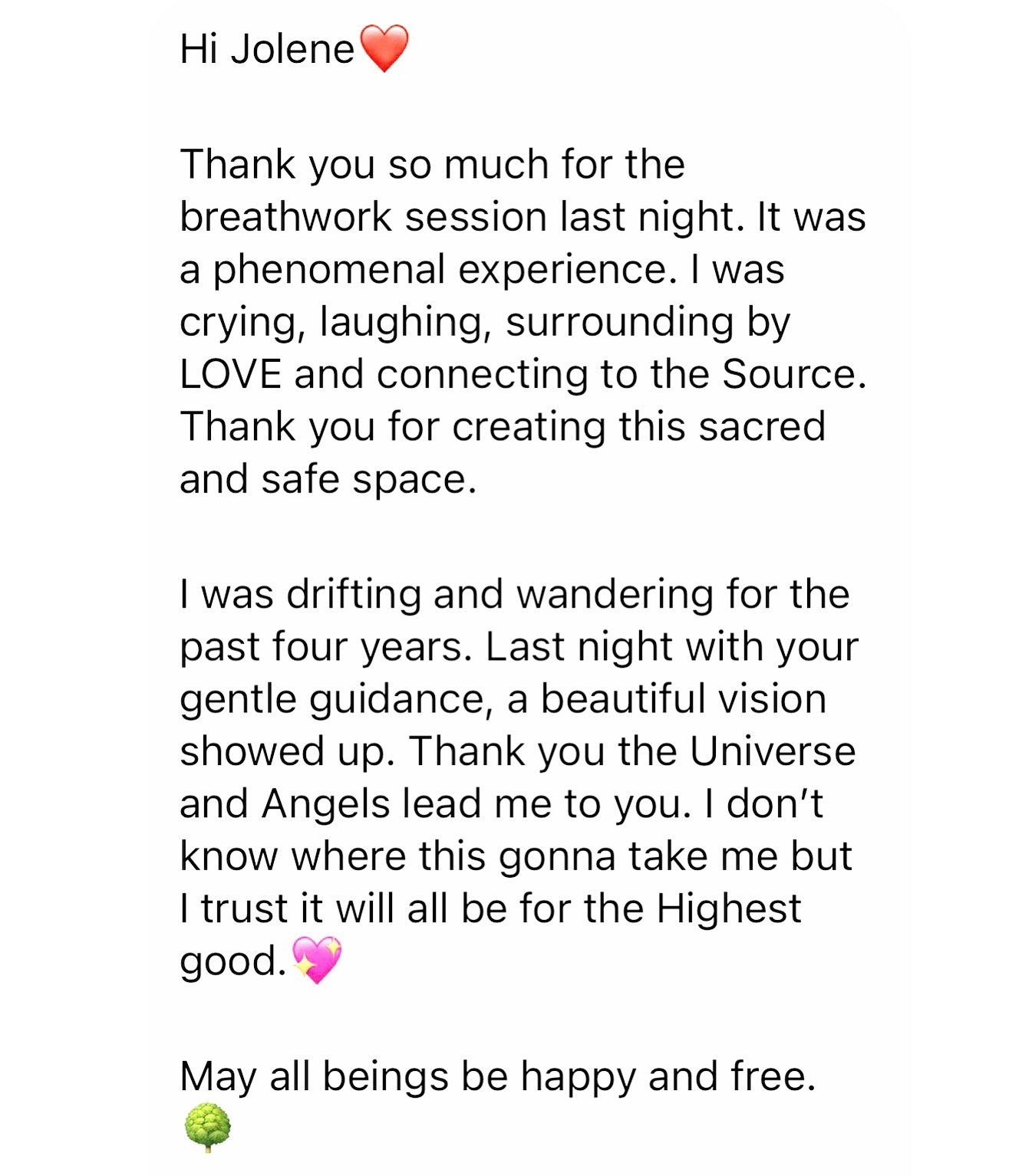 Sometimes I get testimonials that  kind of blow my mind. The next group breathwork session. This Sunday. April 21 7pm. Link in bio. 

Thank You so much for this @new.earth.oneness 
I loved meeting you &hellip; it&rsquo;s a privilege to hold the space