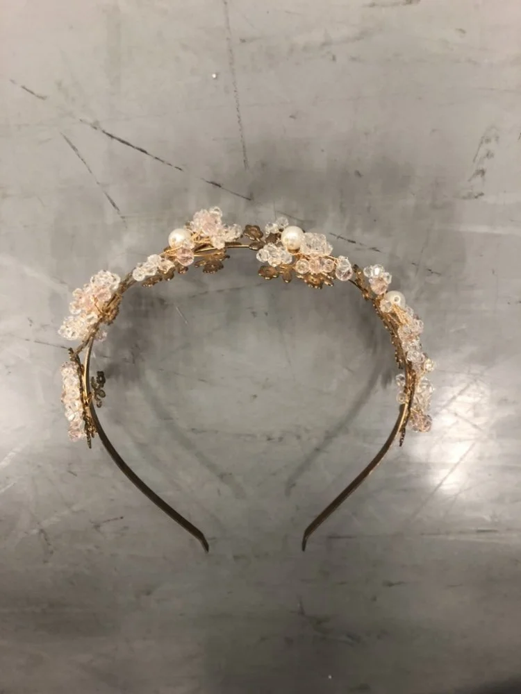 Gold and pink flower headband - 15 total