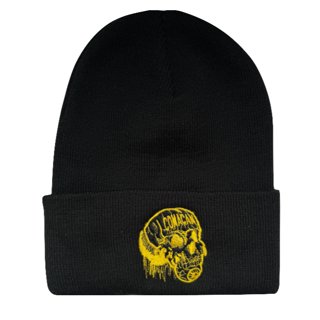 Comacan Embroidered Yellow Skull Toque