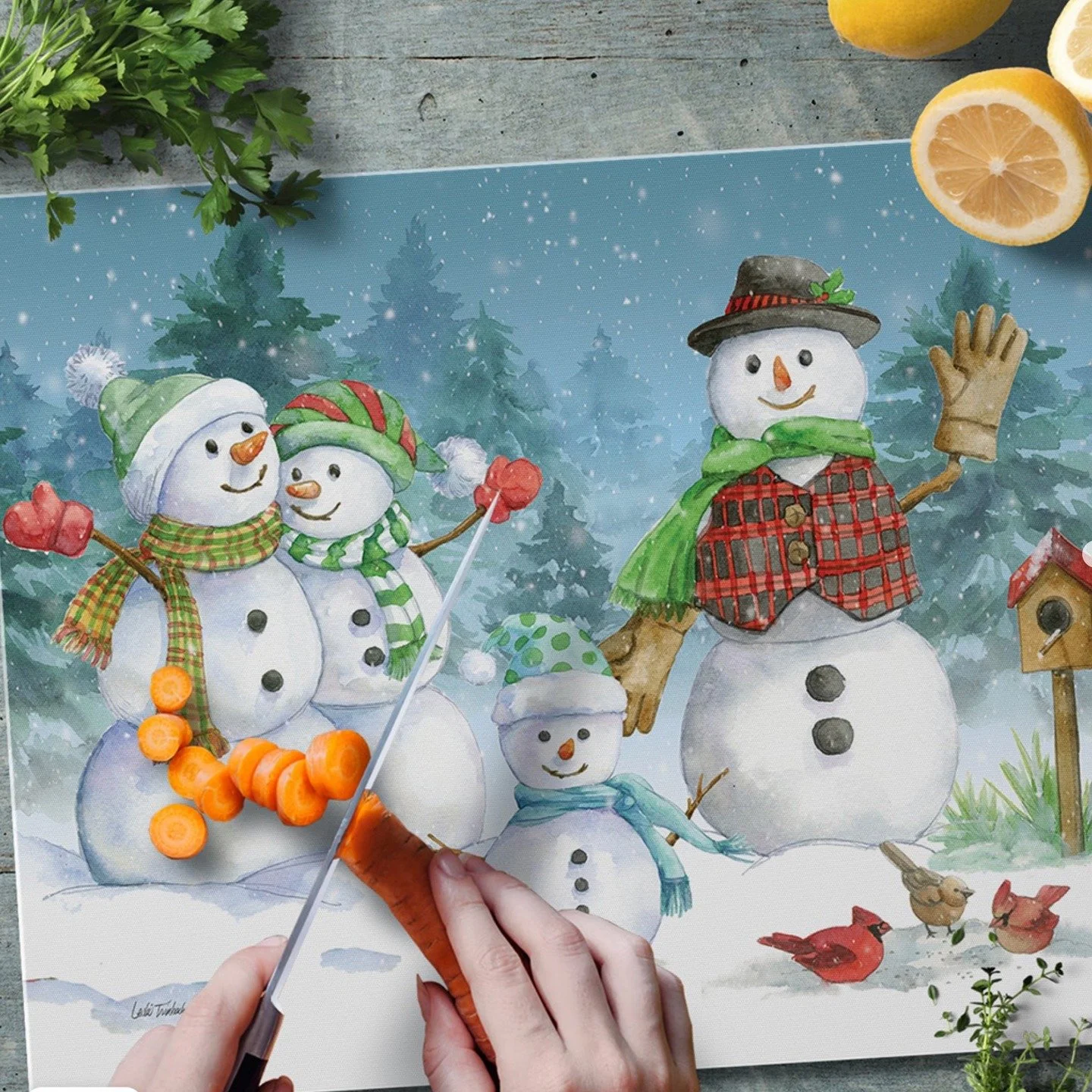 It's still winter so let's enjoy all of the snowy vibes! My snowman collection can be found on stone coasters and cutting boards at @artforeverylifestyle and online at Conimar.net! #HomeDecor #ArtForEveryLifestyle #winter