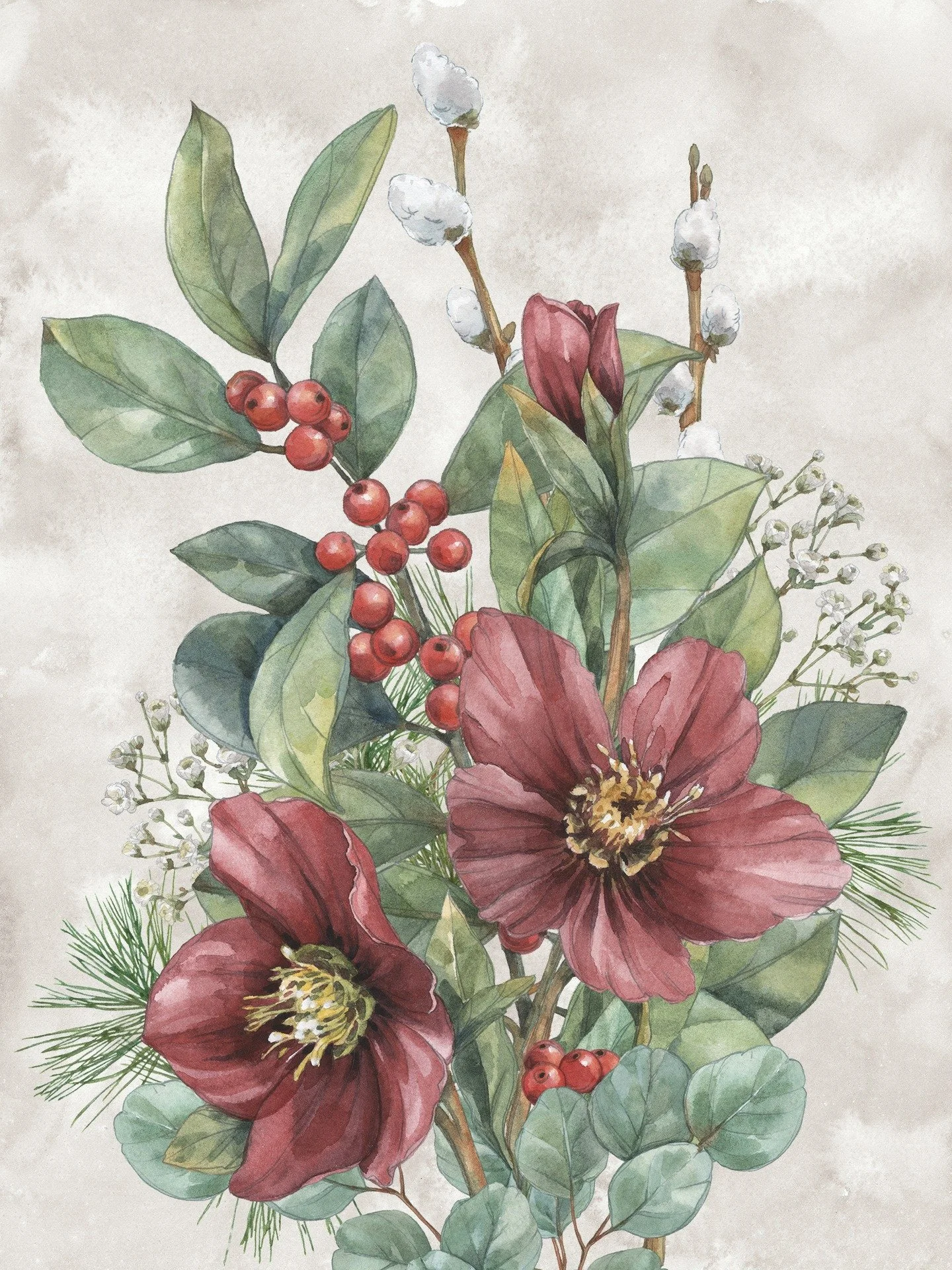 I always like to include 2&ndash;3 vertical designs in each collection, they&rsquo;re perfect for everything from wall art to notebooks, stationery, kitchen towels, and more. These beauties are from my Winterberry Collection, coming soon! ❄️🍒
For mo