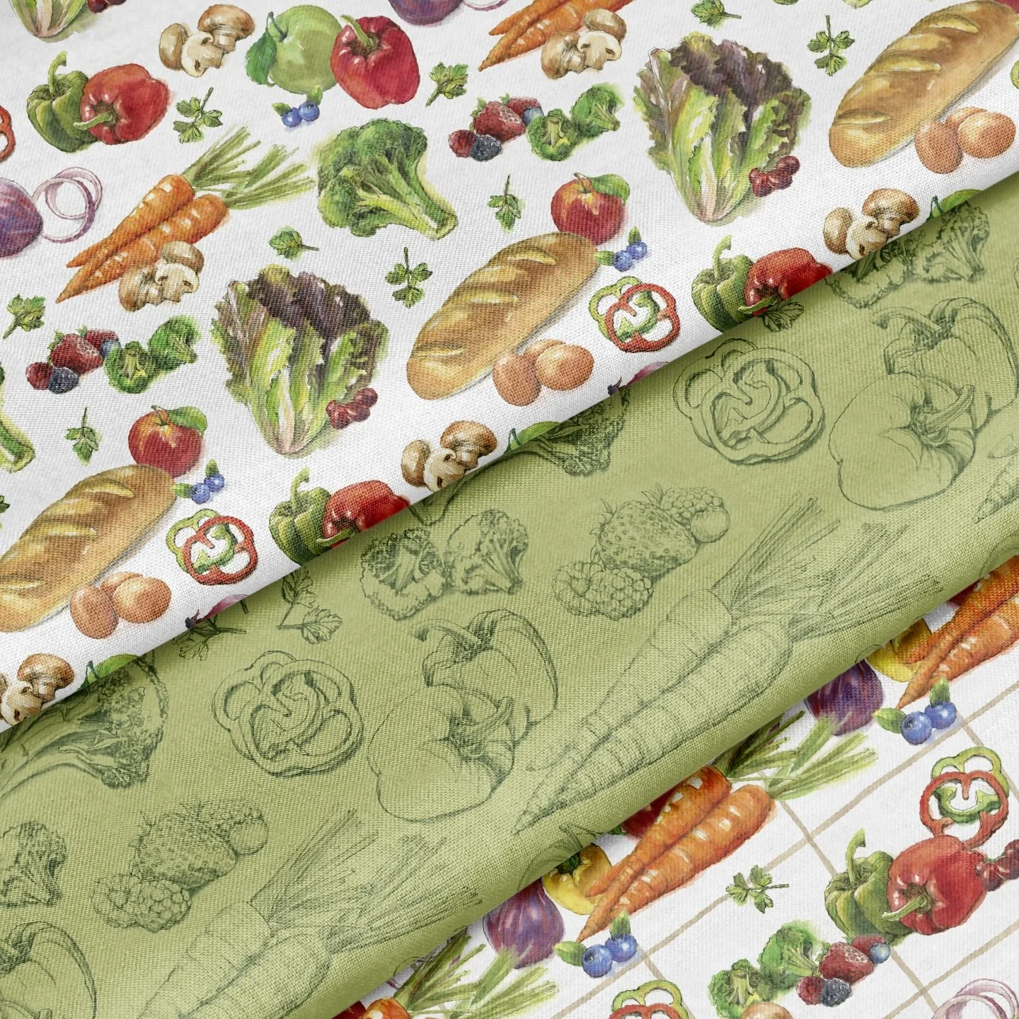 Plant power! I'm looking forward to all of the veggies and fruit this summer. And I just think this is the cutest market fabric and bag. 🥕🫜🍓 Now available for licensing. #marketbag #wholefruit #fruitandveggies