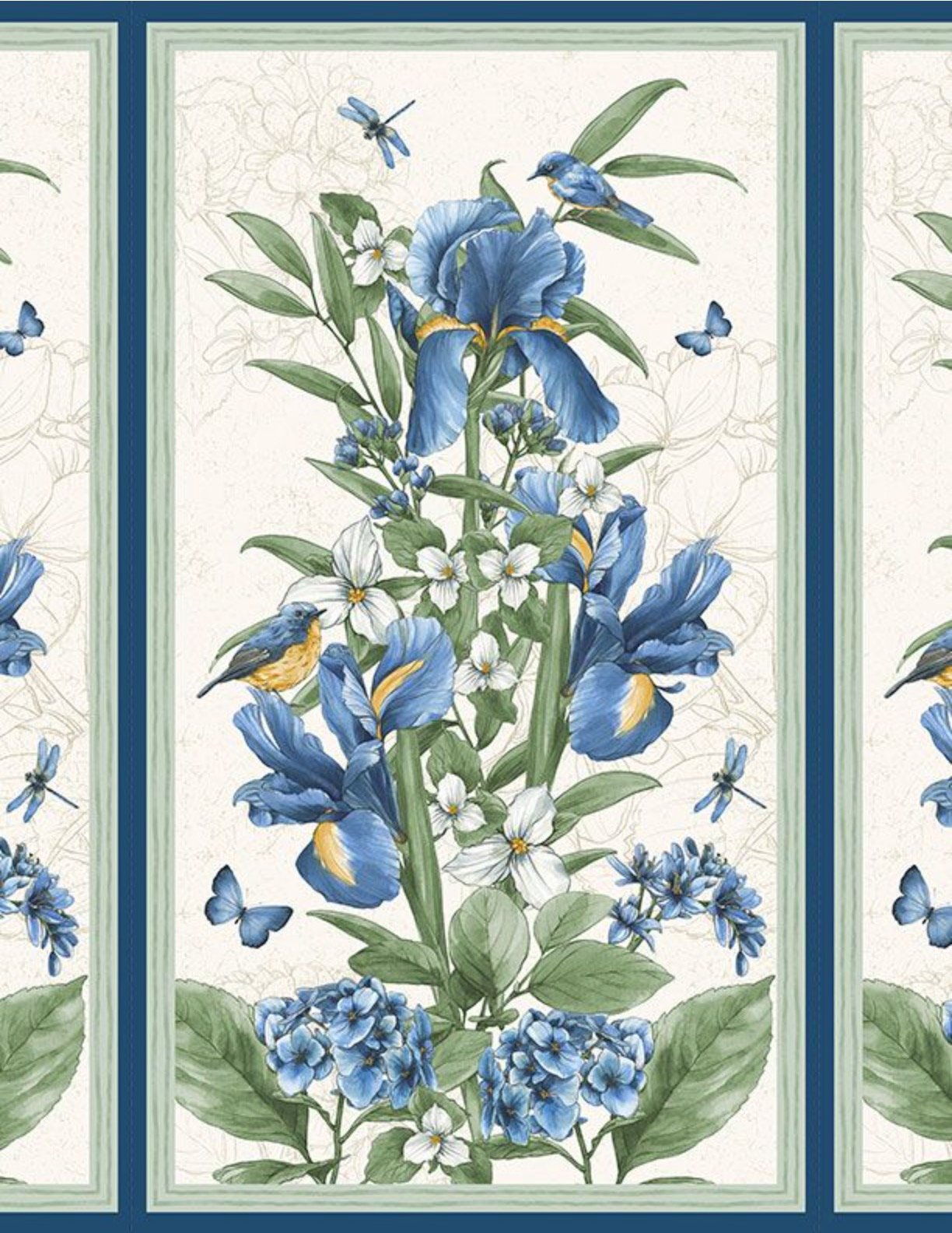 - Among the Irises -
I could not be more excited for this fabric collection to ship to stores next January! This is one of my favorite collections so far and I am thrilled to see it come to life with Wilmington Prints. I just received the sales prese