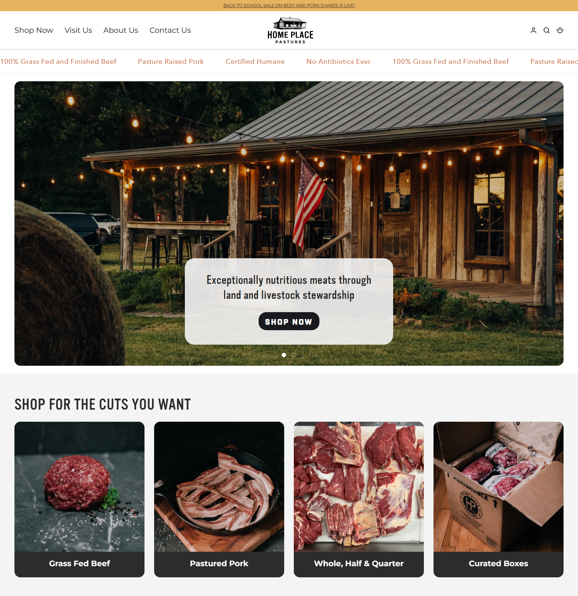 Home Place Pastures website homepage snapshot designed by Baxier