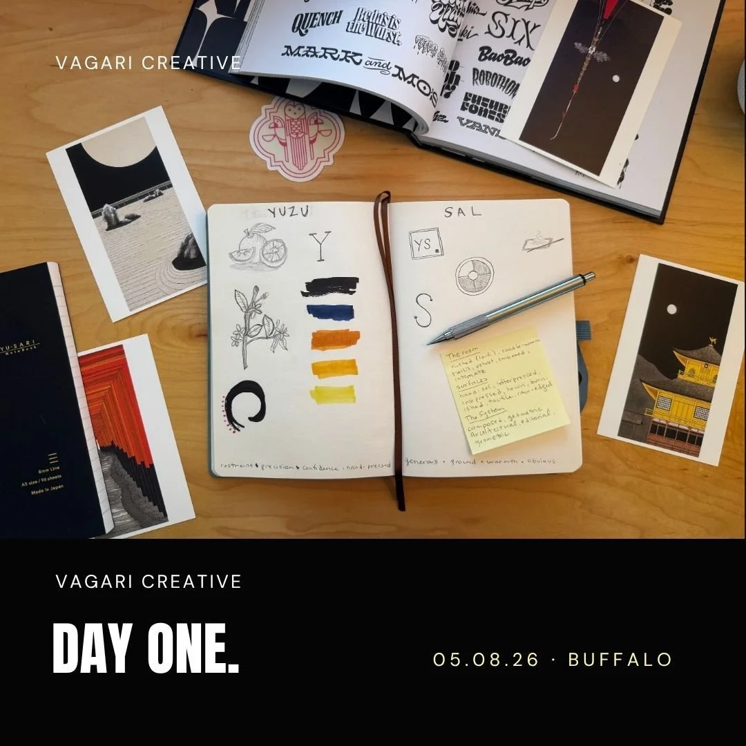One week into a case study called Yuzu y Sal. Latin-Japanese fine dining on Hertel, not a real restaurant, just a brand I'm building between client projects. I do these to keep pushing the work on briefs nobody handed me, then bring what I learn back