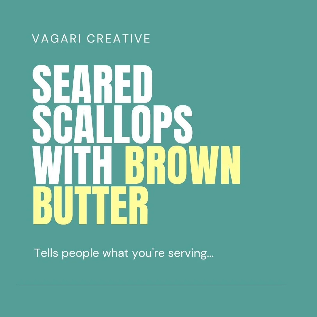 Scallops we get twice a week from Maine, brown butter we make in-house, lemon from three blocks over, tells people why they should come.

Most restaurant menus are the first one. Be the second.

#BuffaloRestaurants #SmallBusiness