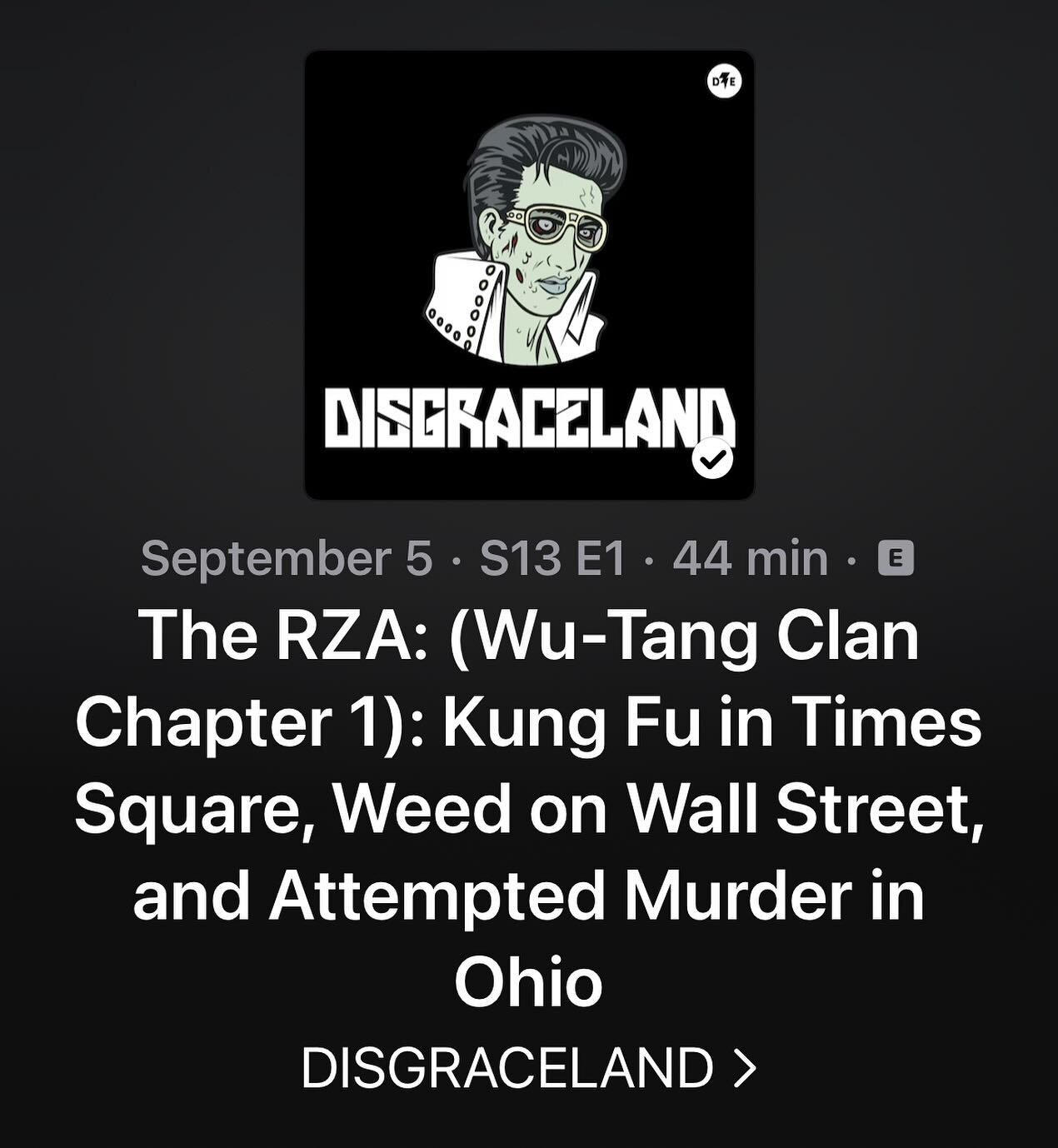 No new episode coming from us anytime soon (sorry 😭), just checking in to say I&rsquo;ve really been digging @disgracelandpod &lsquo;s series on the mighty @wutangclan .
Check it out if you&rsquo;re a fan of the Wu! 🙏