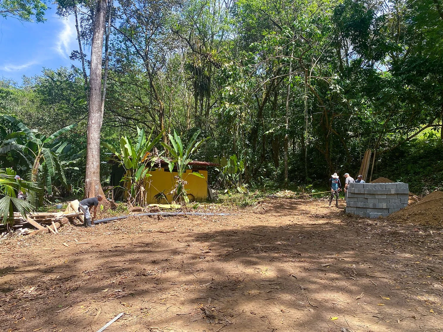 Planning the concrete base for the main house.
