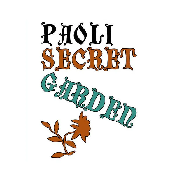 Text reading 'Paoli Secret Garden' with flower graphic