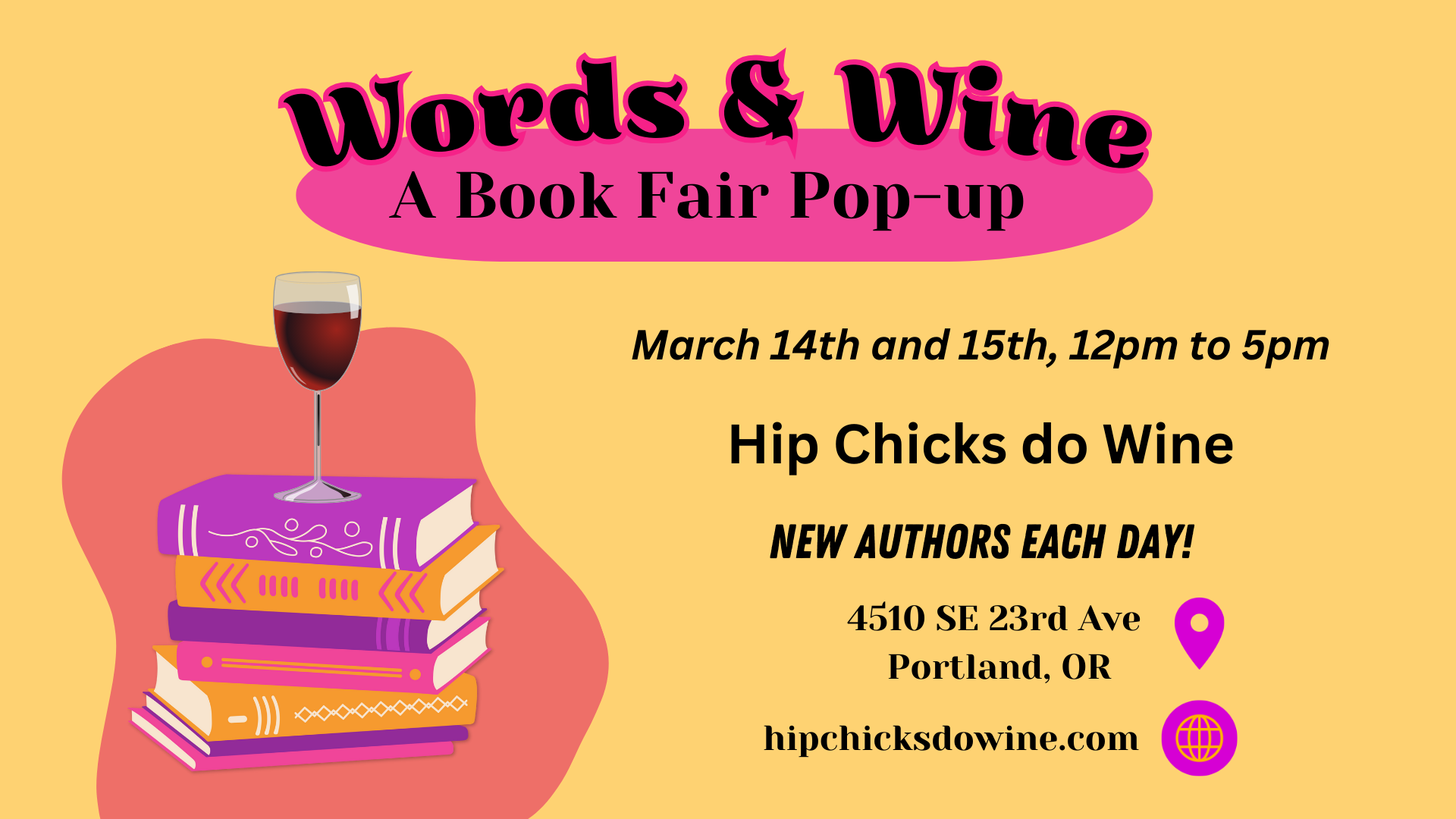 Words &amp; Wine Book Fair Hosted by Hip Chicks Do Wine March 2026
